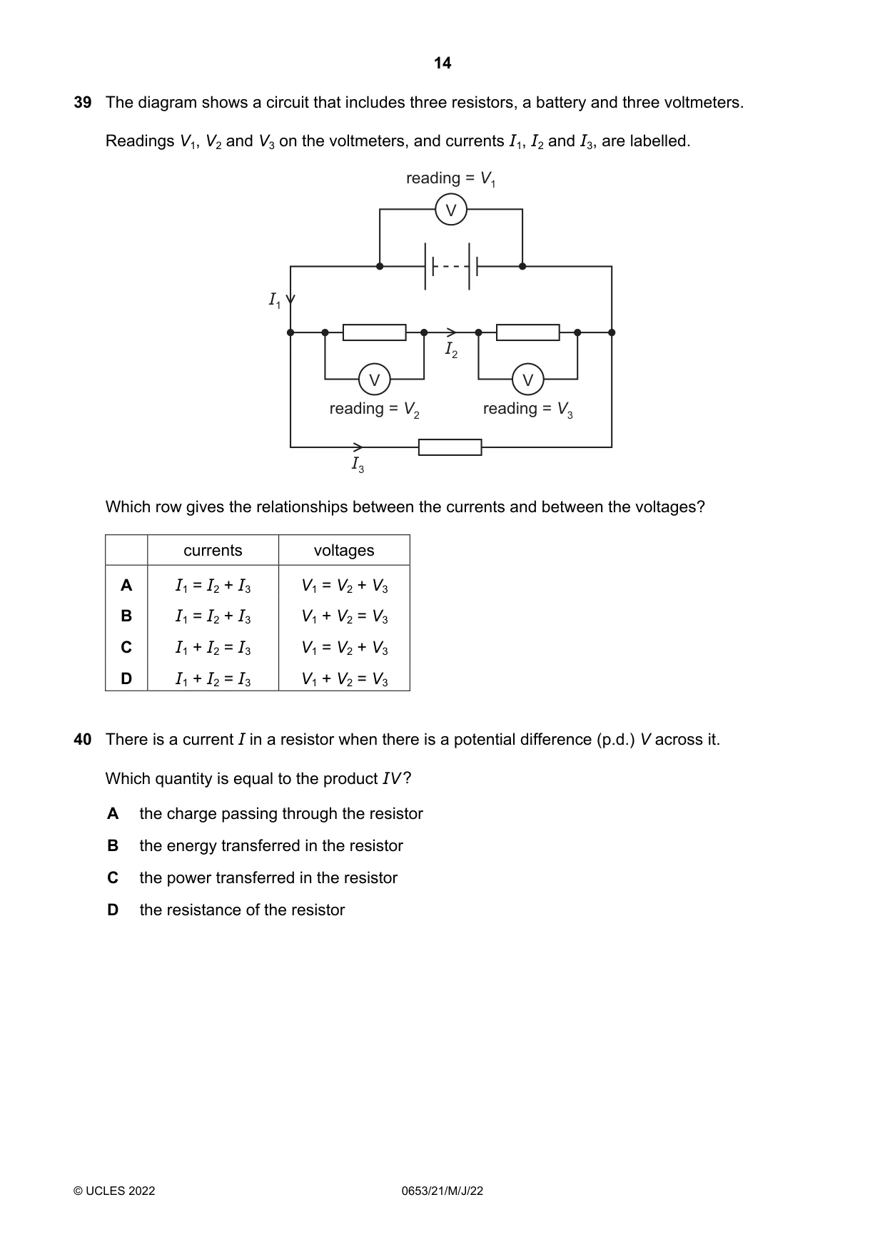 Cambridge IGCSE Science - Combined 0653 2022 May/June Paper 2 · Variant 1 question paper, page 14 of 16