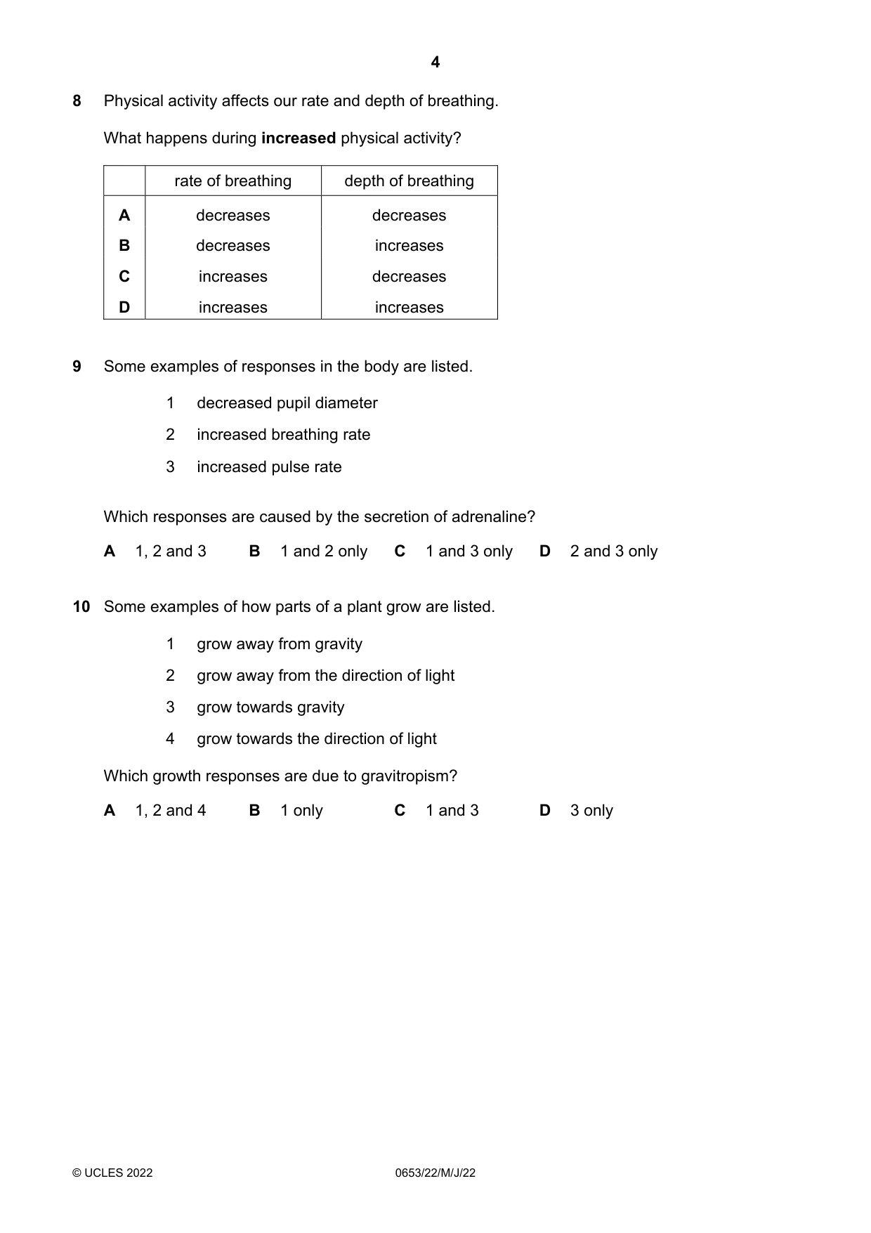 Cambridge IGCSE Science - Combined 0653 2022 May/June Paper 2 · Variant 2 question paper, page 4 of 16