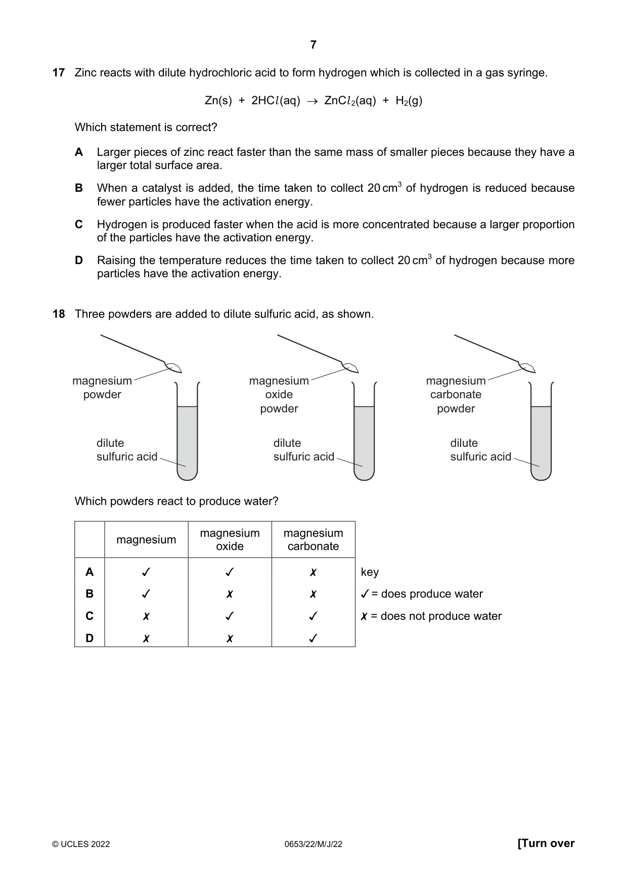 Cambridge IGCSE Science - Combined 0653 2022 May/June Paper 2 · Variant 2 question paper, page 7 of 16