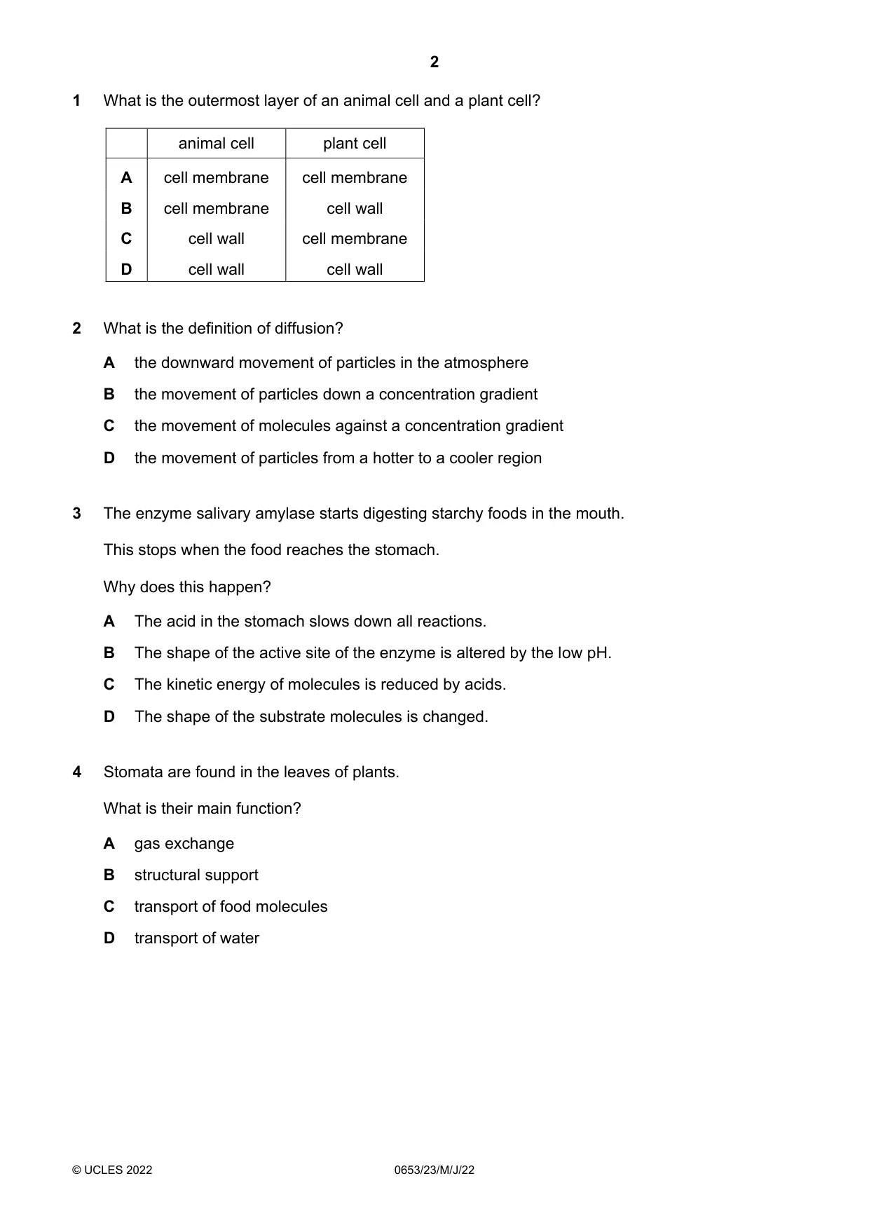 Cambridge IGCSE Science - Combined 0653 2022 May/June Paper 2 · Variant 3 question paper, page 2 of 16