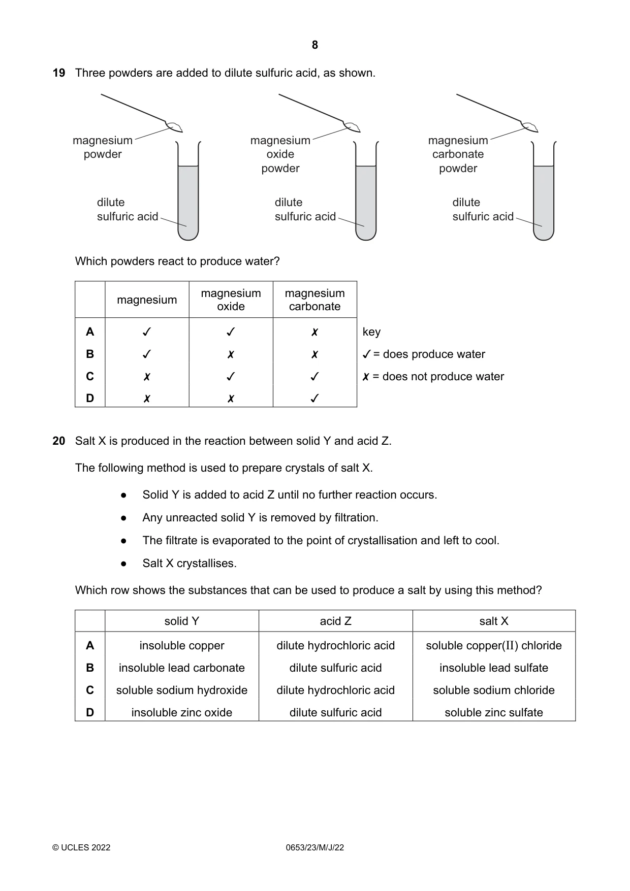 Cambridge IGCSE Science - Combined 0653 2022 May/June Paper 2 · Variant 3 question paper, page 8 of 16