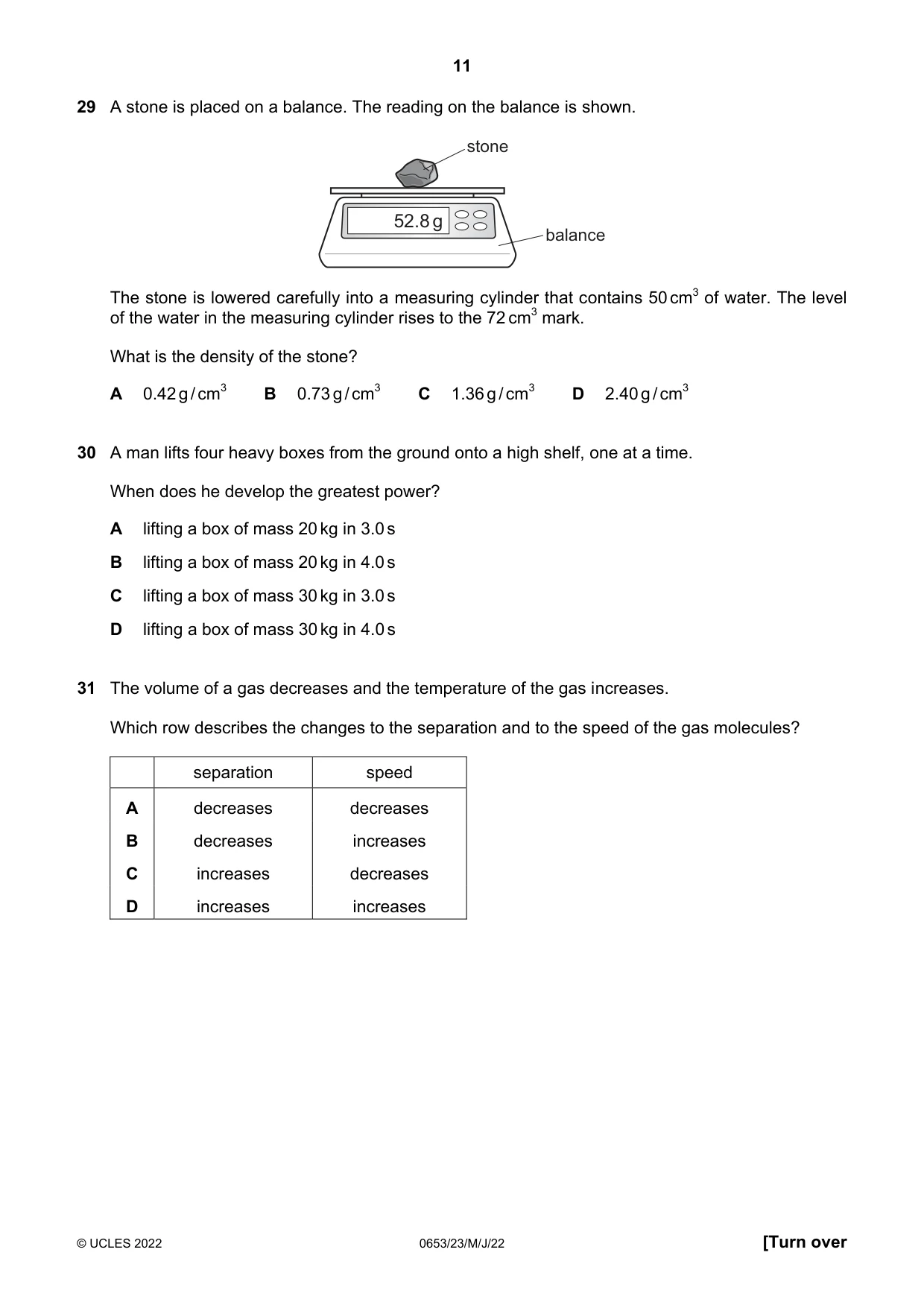 Cambridge IGCSE Science - Combined 0653 2022 May/June Paper 2 · Variant 3 question paper, page 11 of 16