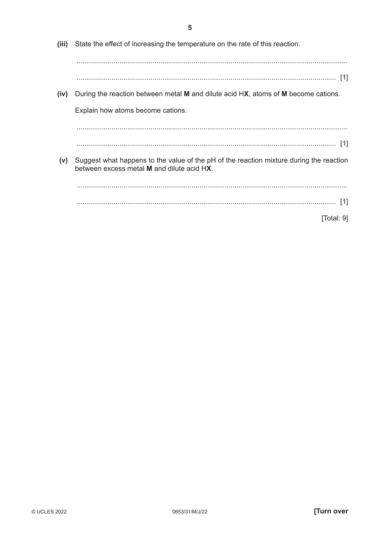 Cambridge IGCSE Science - Combined 0653 2022 May/June Paper 3 · Variant 1 question paper, page 5 of 20