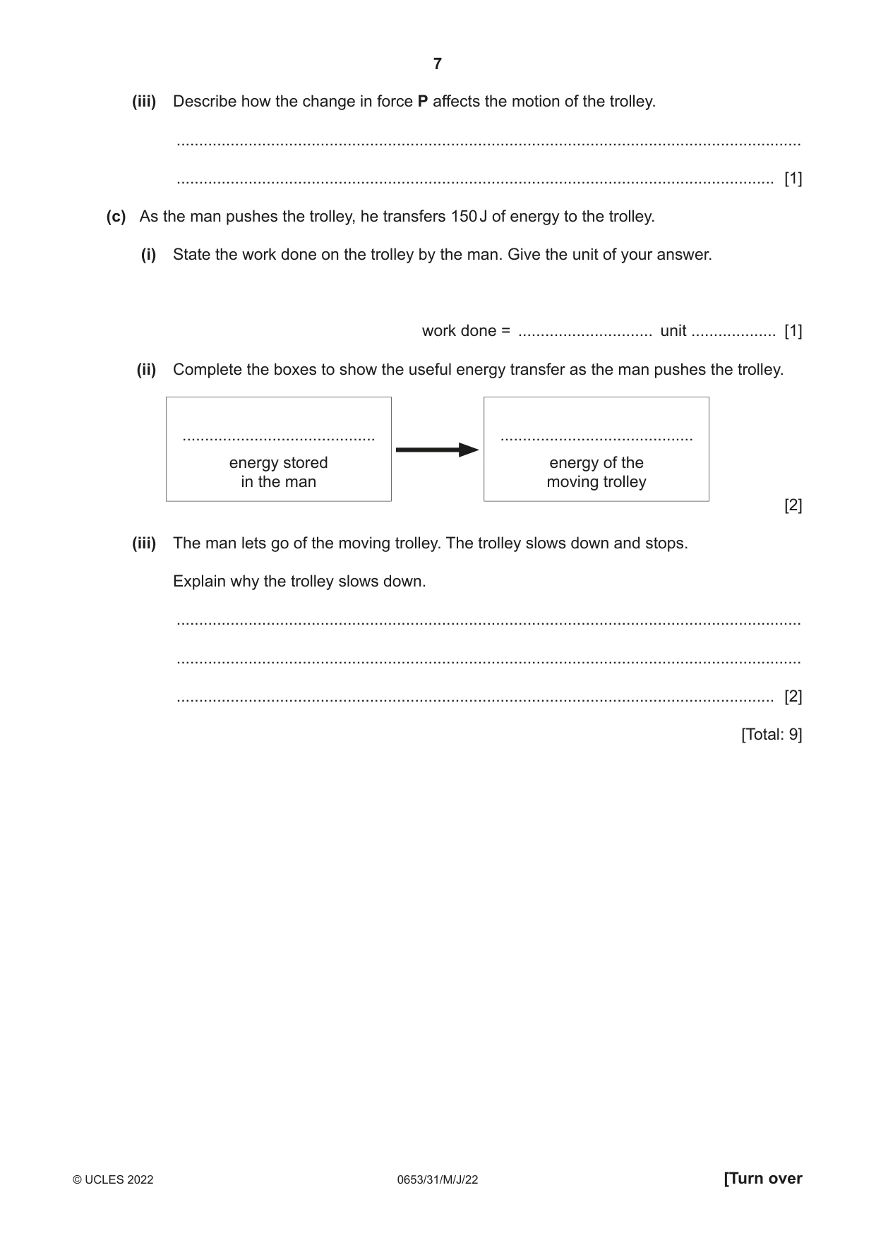 Cambridge IGCSE Science - Combined 0653 2022 May/June Paper 3 · Variant 1 question paper, page 7 of 20