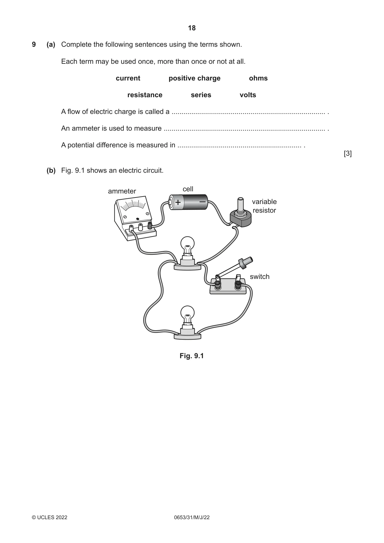 Cambridge IGCSE Science - Combined 0653 2022 May/June Paper 3 · Variant 1 question paper, page 18 of 20