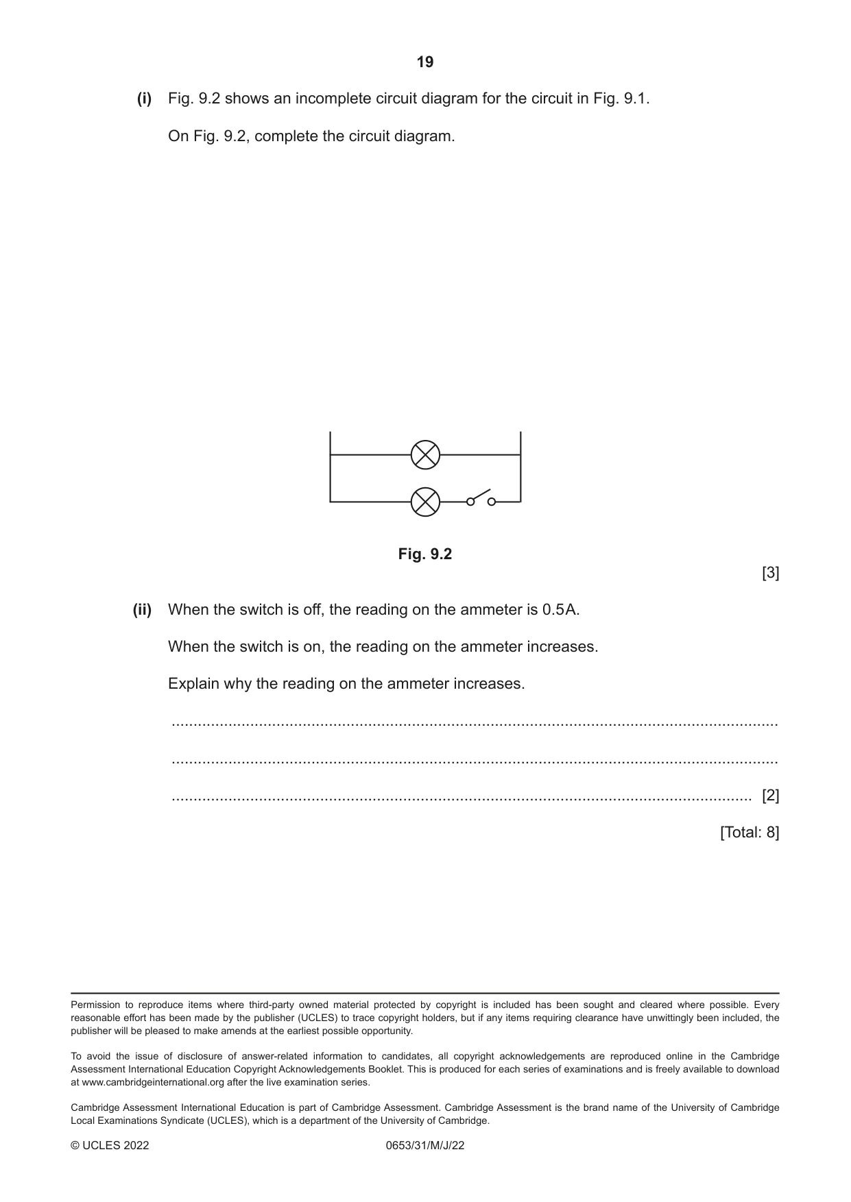 Cambridge IGCSE Science - Combined 0653 2022 May/June Paper 3 · Variant 1 question paper, page 19 of 20