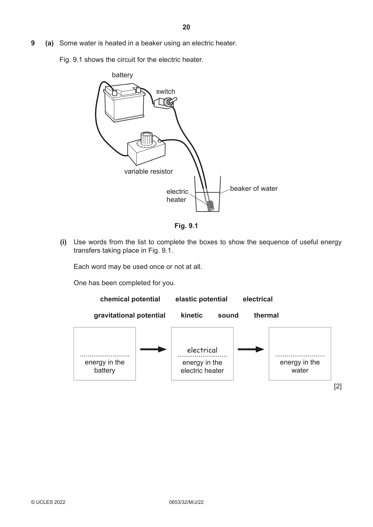 Cambridge IGCSE Science - Combined 0653 2022 May/June Paper 3 · Variant 2 question paper, page 20 of 24