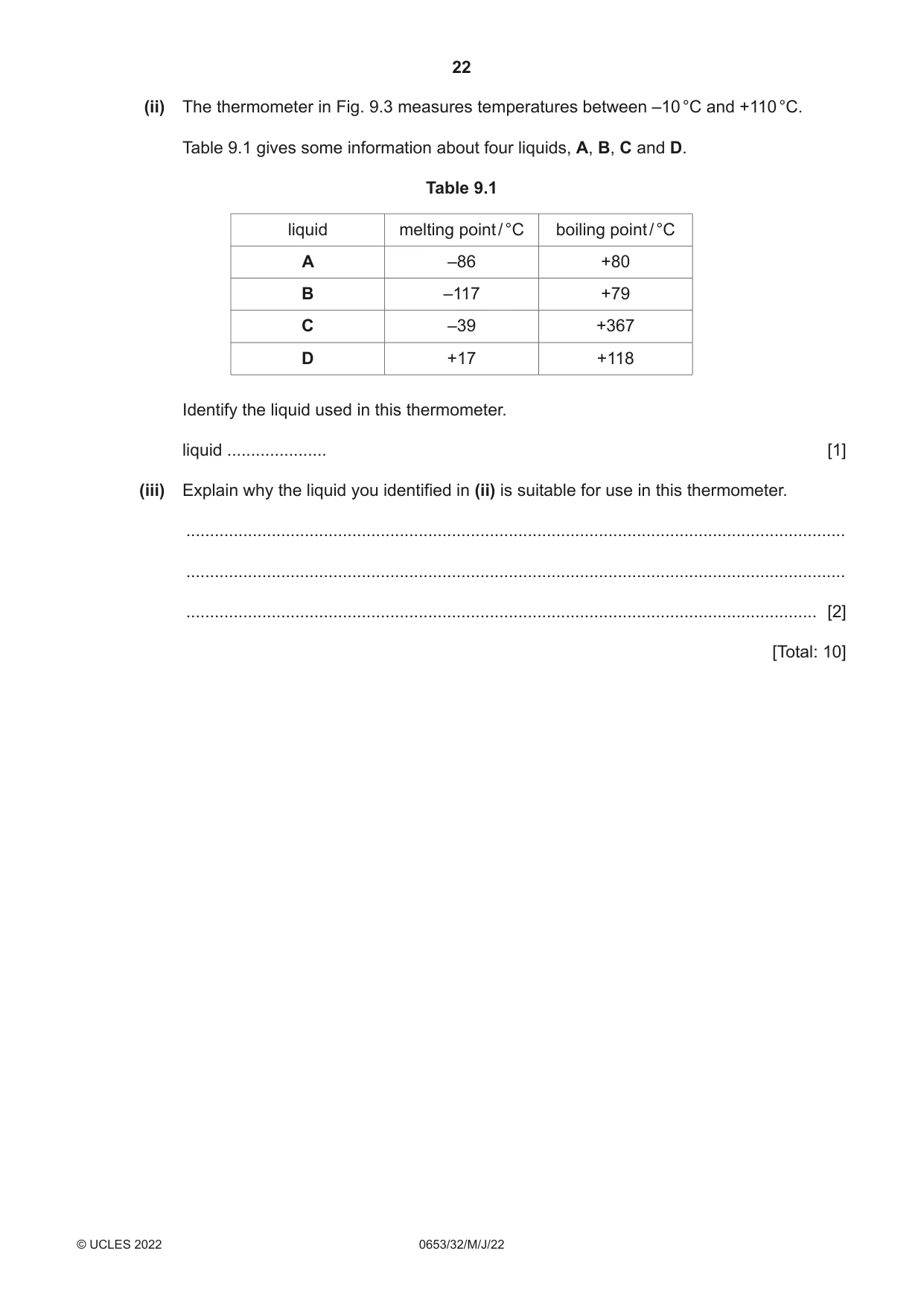 Cambridge IGCSE Science - Combined 0653 2022 May/June Paper 3 · Variant 2 question paper, page 22 of 24