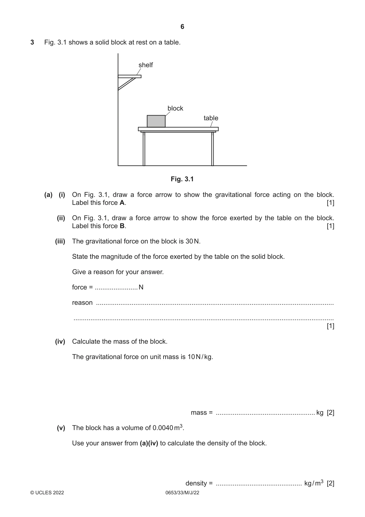 Cambridge IGCSE Science - Combined 0653 2022 May/June Paper 3 · Variant 3 question paper, page 6 of 20