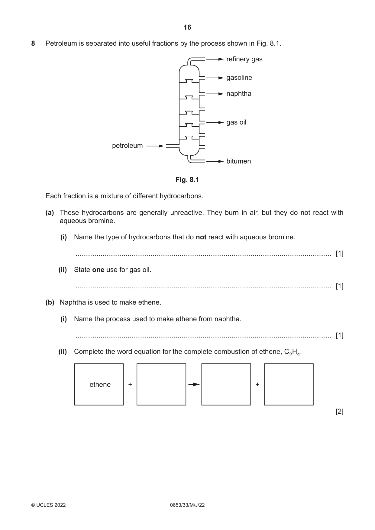 Cambridge IGCSE Science - Combined 0653 2022 May/June Paper 3 · Variant 3 question paper, page 16 of 20