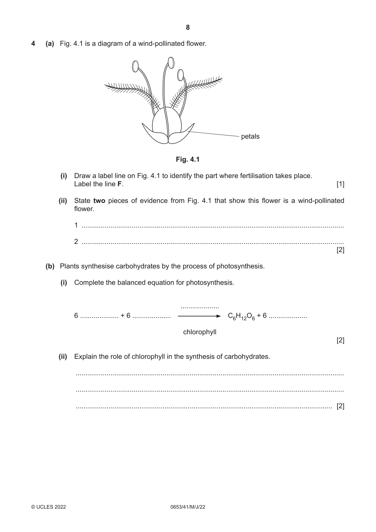 Cambridge IGCSE Science - Combined 0653 2022 May/June Paper 4 · Variant 1 question paper, page 8 of 20