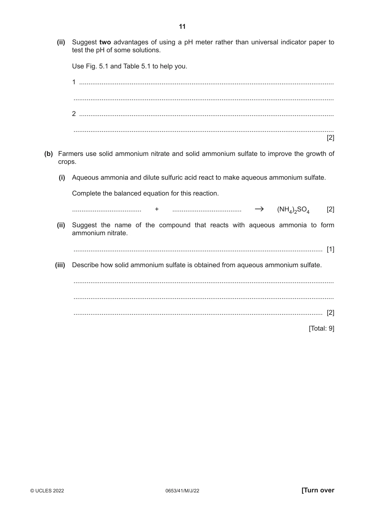 Cambridge IGCSE Science - Combined 0653 2022 May/June Paper 4 · Variant 1 question paper, page 11 of 20