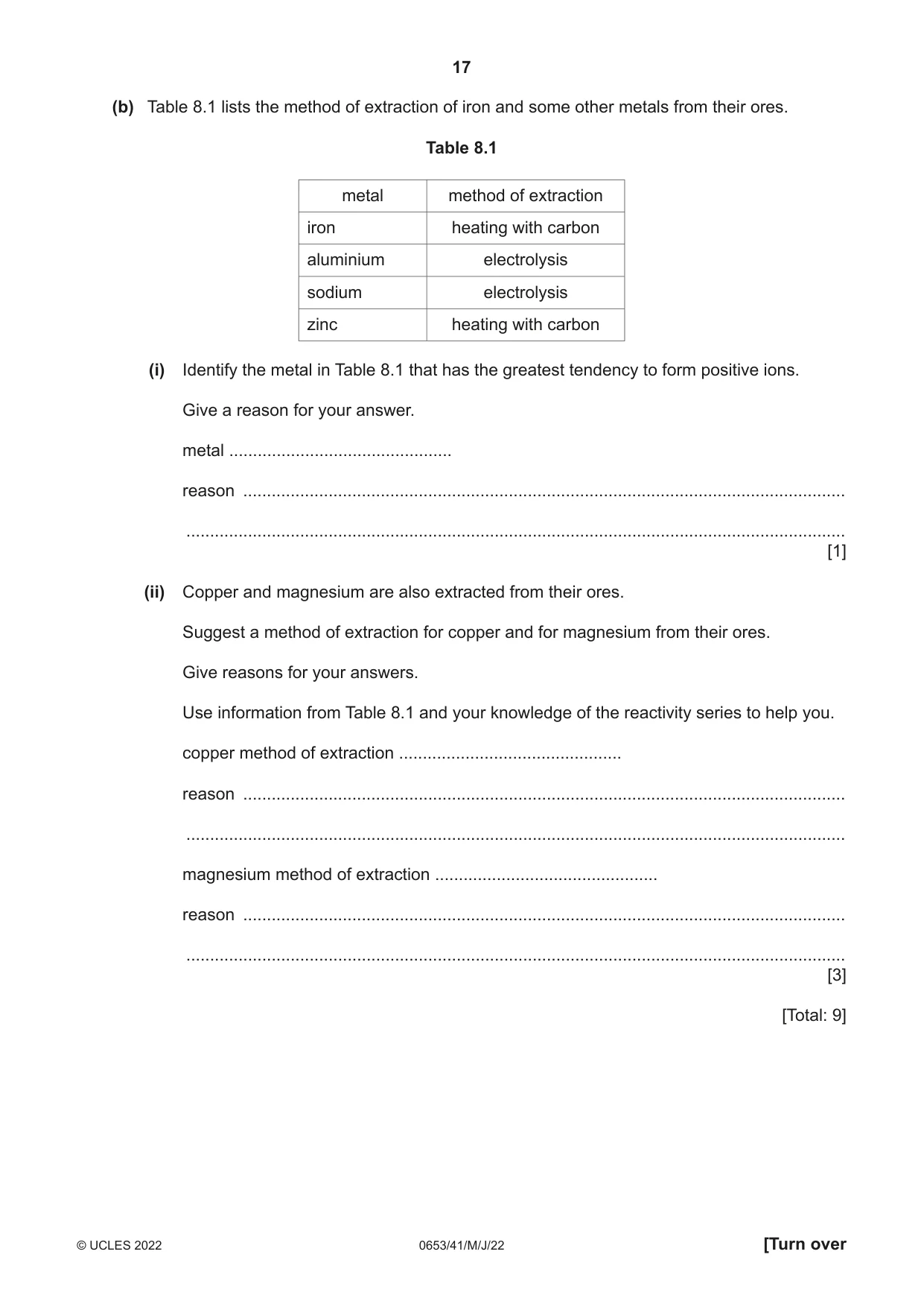 Cambridge IGCSE Science - Combined 0653 2022 May/June Paper 4 · Variant 1 question paper, page 17 of 20