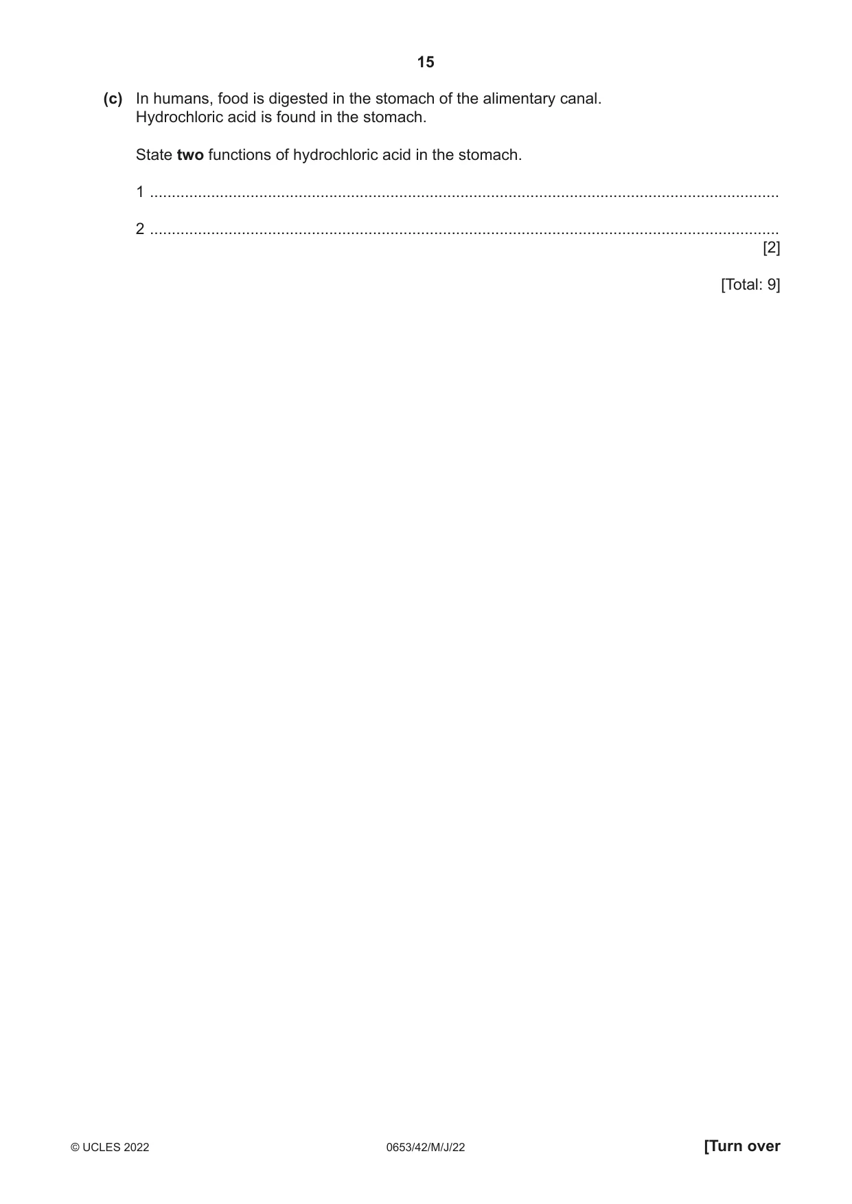 Cambridge IGCSE Science - Combined 0653 2022 May/June Paper 4 · Variant 2 question paper, page 15 of 20
