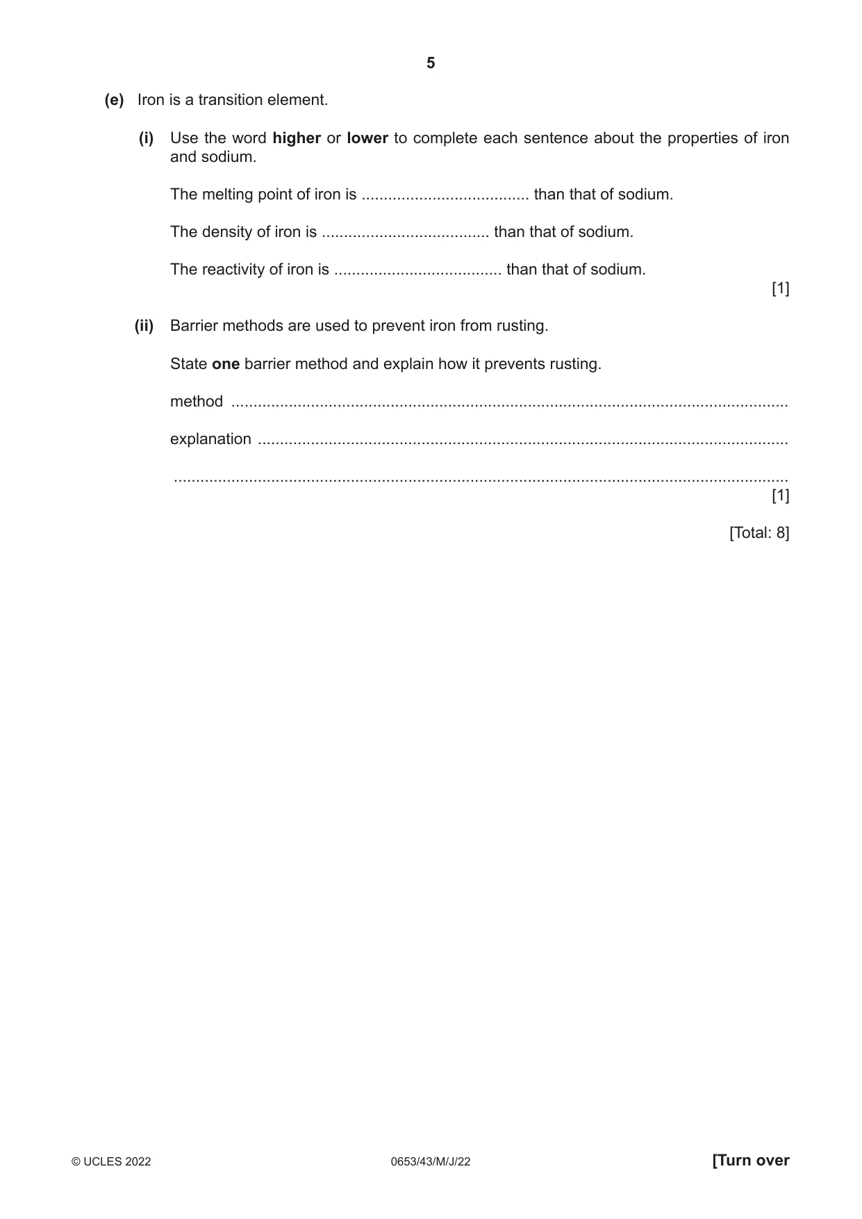 Cambridge IGCSE Science - Combined 0653 2022 May/June Paper 4 · Variant 3 question paper, page 5 of 24