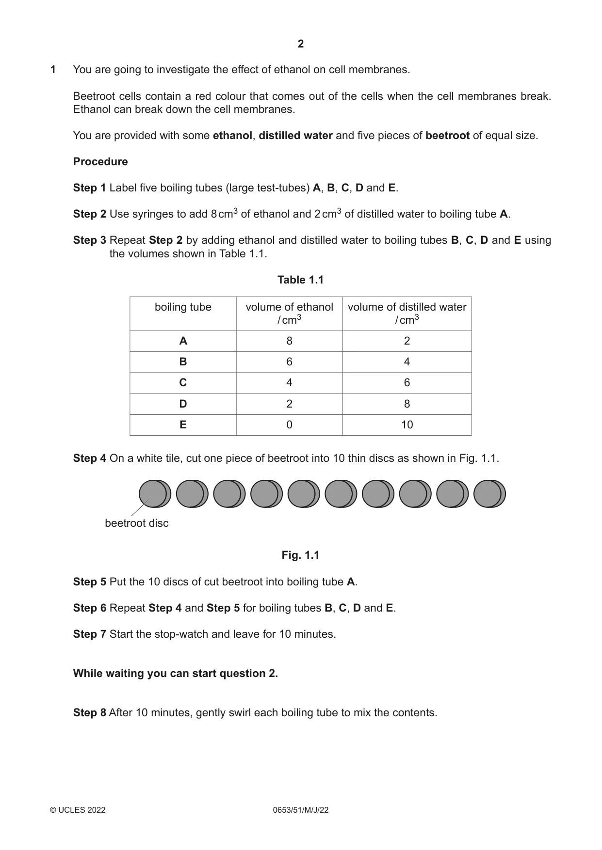 Cambridge IGCSE Science - Combined 0653 2022 May/June Paper 5 · Variant 1 question paper, page 2 of 16