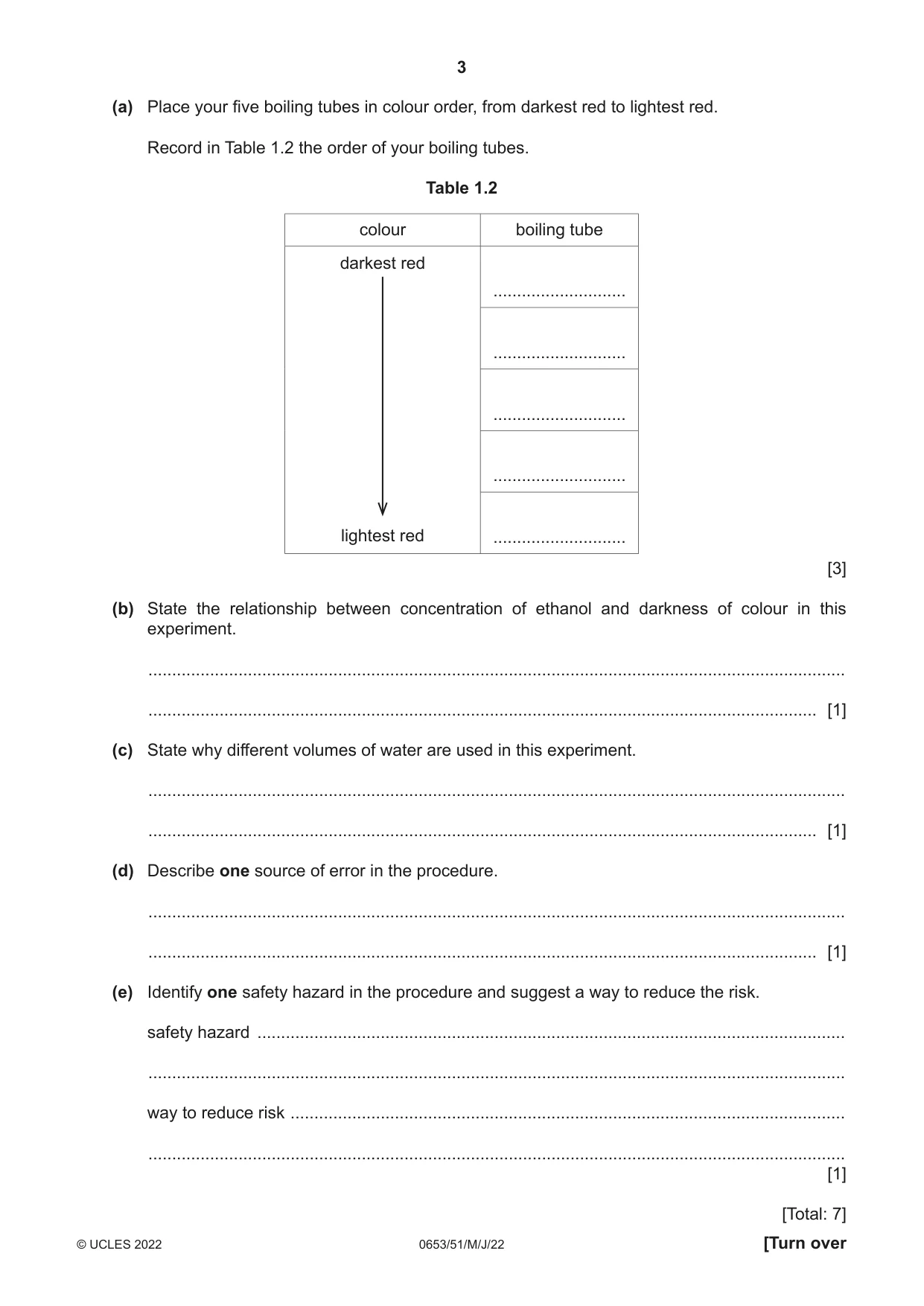 Cambridge IGCSE Science - Combined 0653 2022 May/June Paper 5 · Variant 1 question paper, page 3 of 16