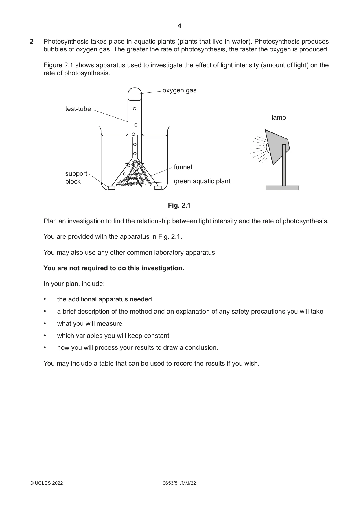 Cambridge IGCSE Science - Combined 0653 2022 May/June Paper 5 · Variant 1 question paper, page 4 of 16