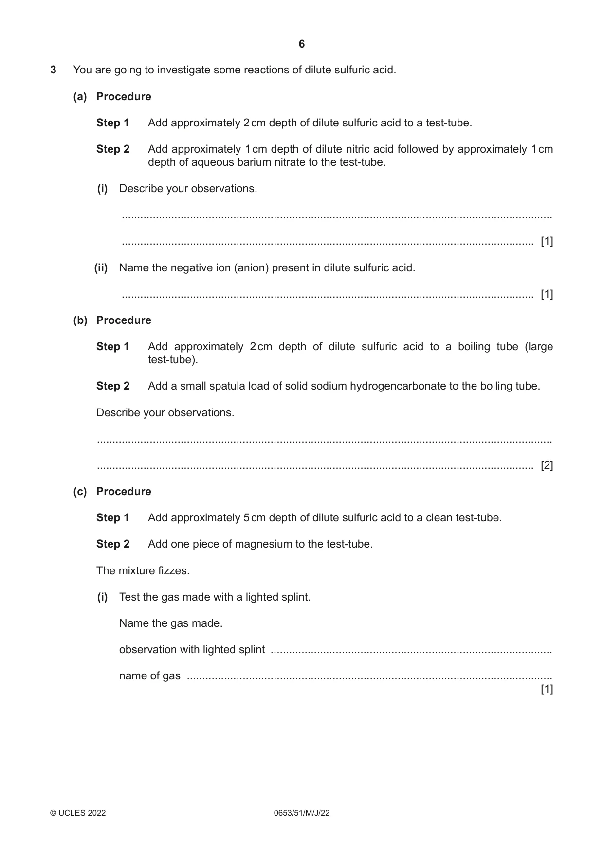 Cambridge IGCSE Science - Combined 0653 2022 May/June Paper 5 · Variant 1 question paper, page 6 of 16