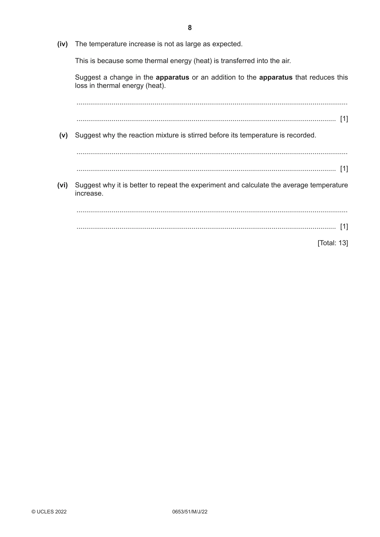 Cambridge IGCSE Science - Combined 0653 2022 May/June Paper 5 · Variant 1 question paper, page 8 of 16