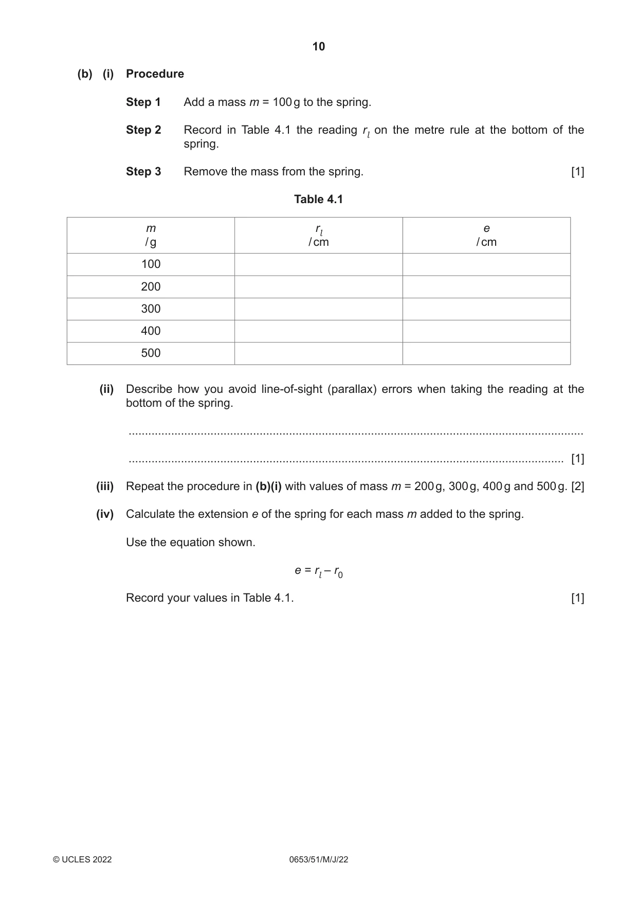 Cambridge IGCSE Science - Combined 0653 2022 May/June Paper 5 · Variant 1 question paper, page 10 of 16