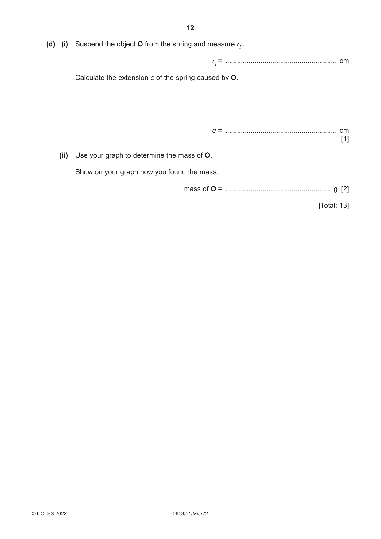 Cambridge IGCSE Science - Combined 0653 2022 May/June Paper 5 · Variant 1 question paper, page 12 of 16