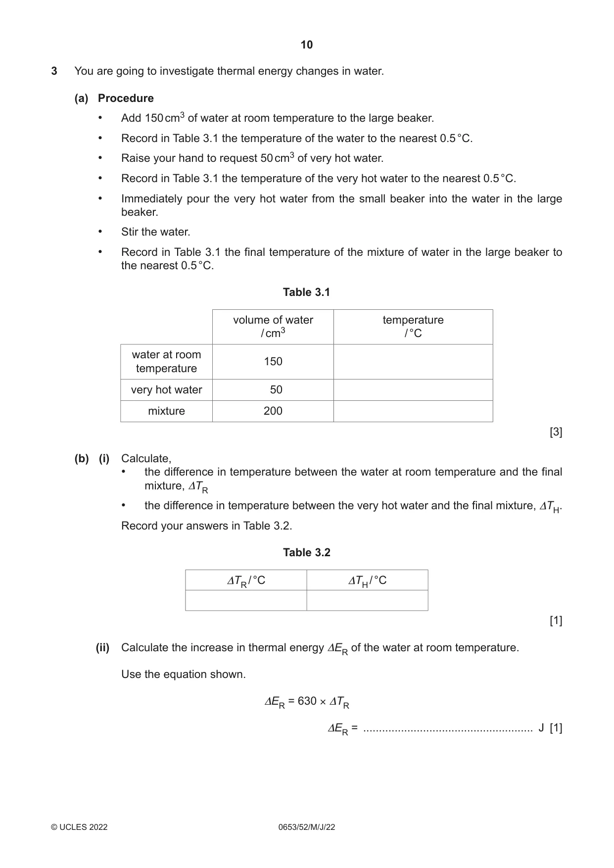 Cambridge IGCSE Science - Combined 0653 2022 May/June Paper 5 · Variant 2 question paper, page 10 of 16