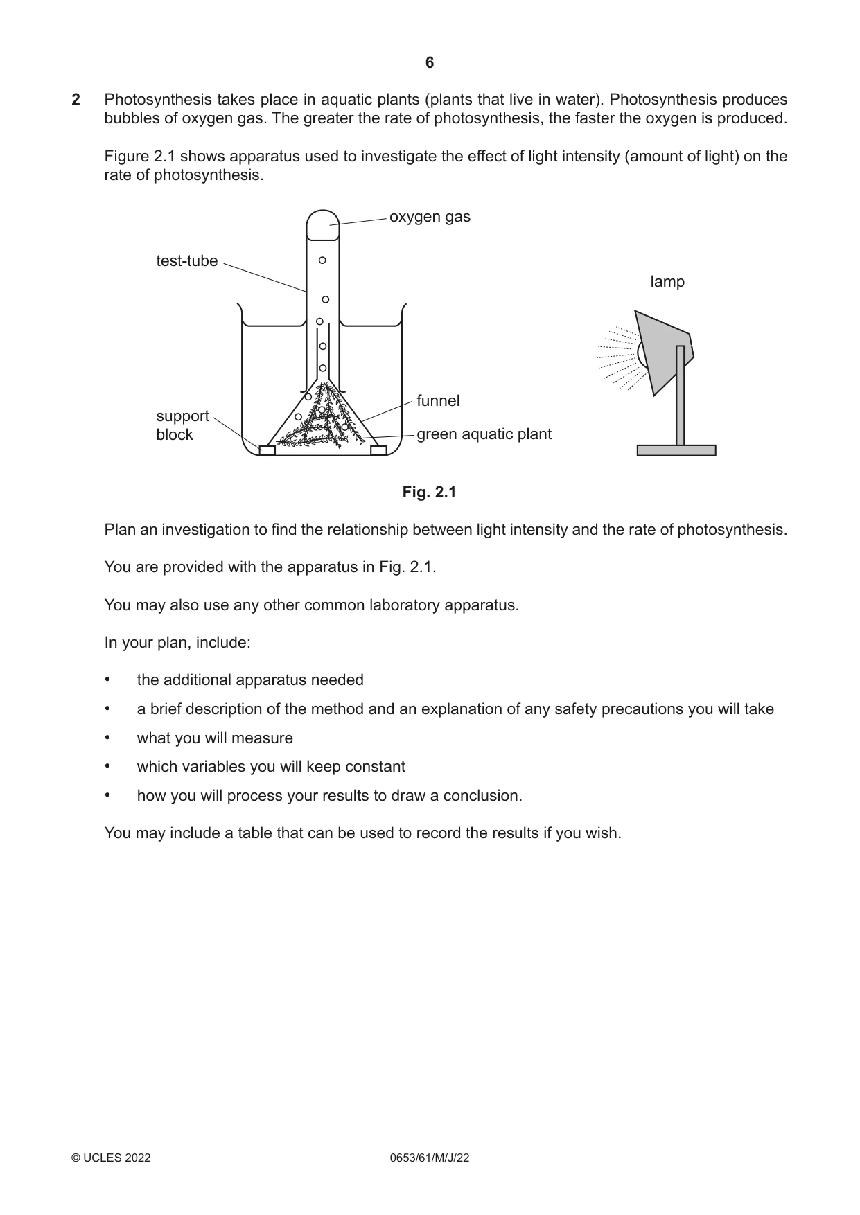Cambridge IGCSE Science - Combined 0653 2022 May/June Paper 6 · Variant 1 question paper, page 6 of 16