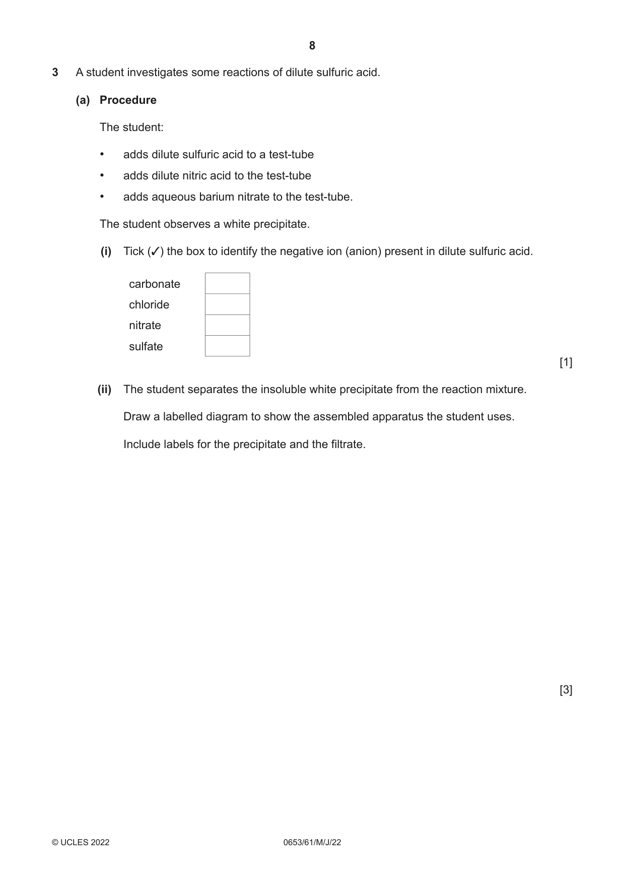 Cambridge IGCSE Science - Combined 0653 2022 May/June Paper 6 · Variant 1 question paper, page 8 of 16