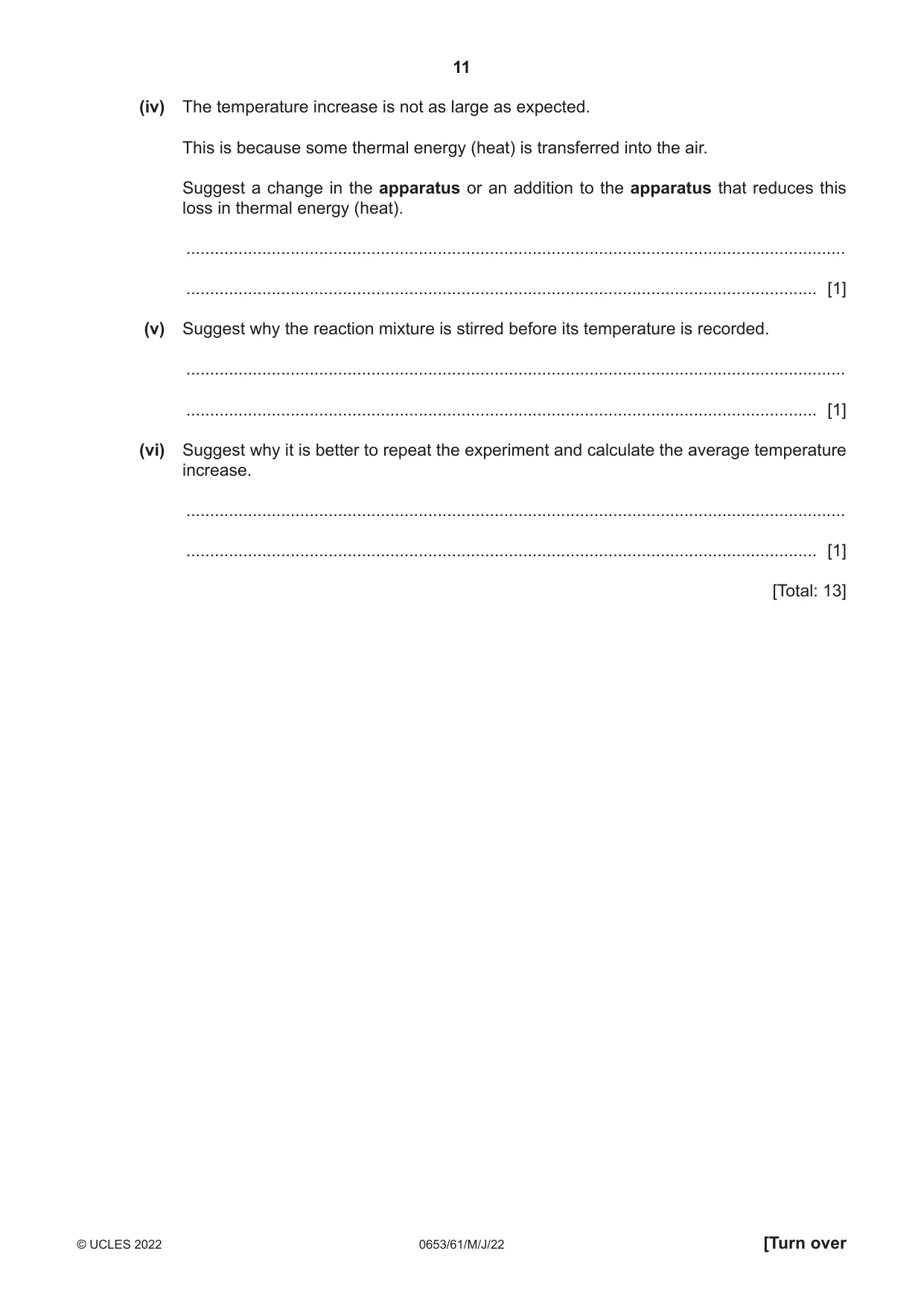Cambridge IGCSE Science - Combined 0653 2022 May/June Paper 6 · Variant 1 question paper, page 11 of 16