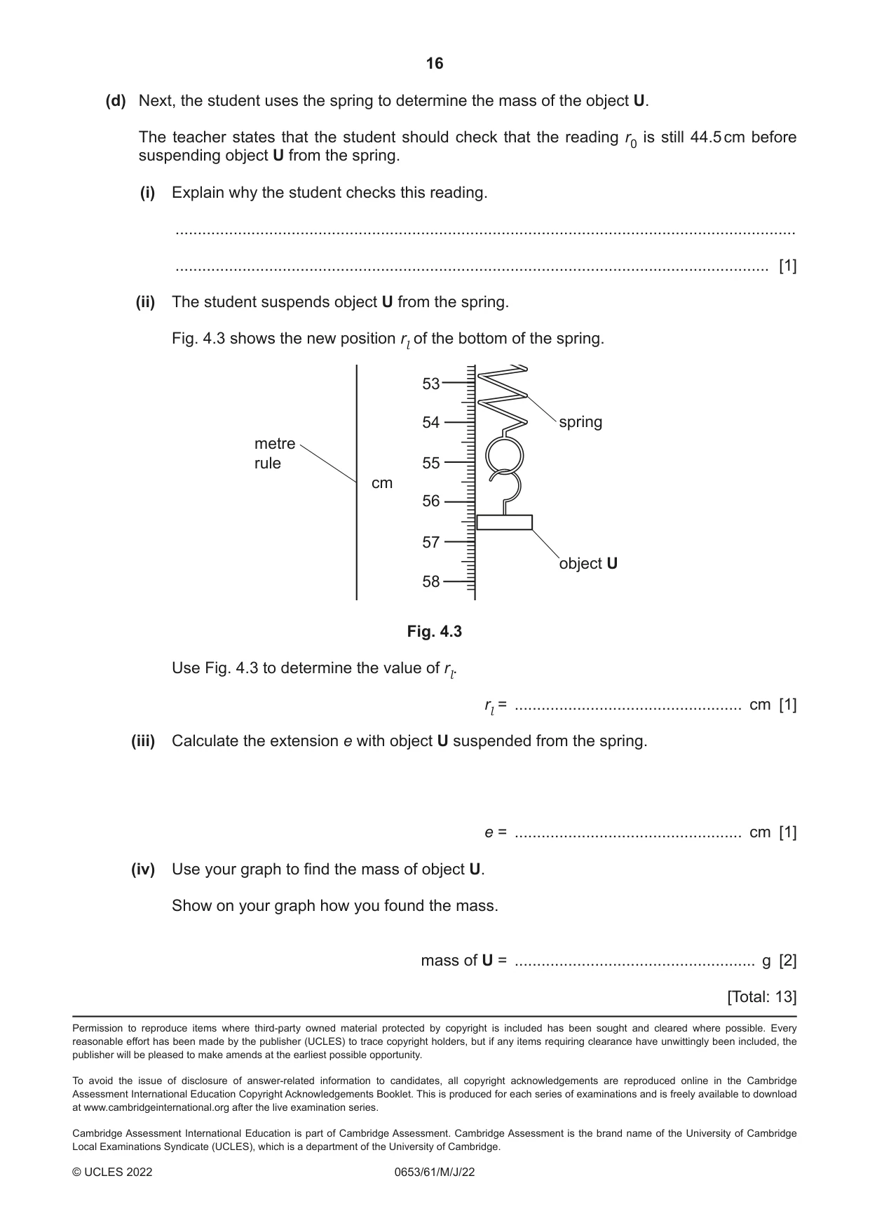 Cambridge IGCSE Science - Combined 0653 2022 May/June Paper 6 · Variant 1 question paper, page 16 of 16