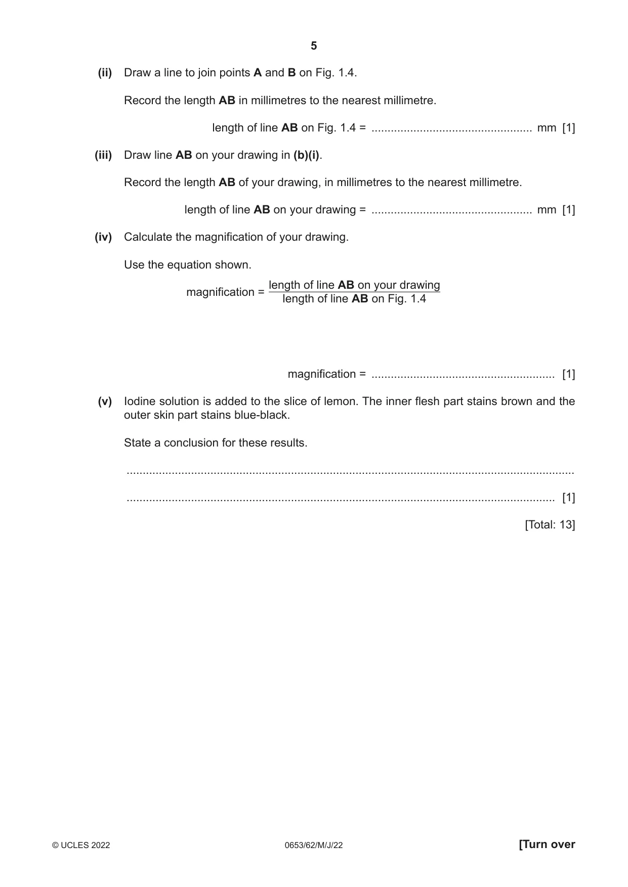 Cambridge IGCSE Science - Combined 0653 2022 May/June Paper 6 · Variant 2 question paper, page 5 of 16