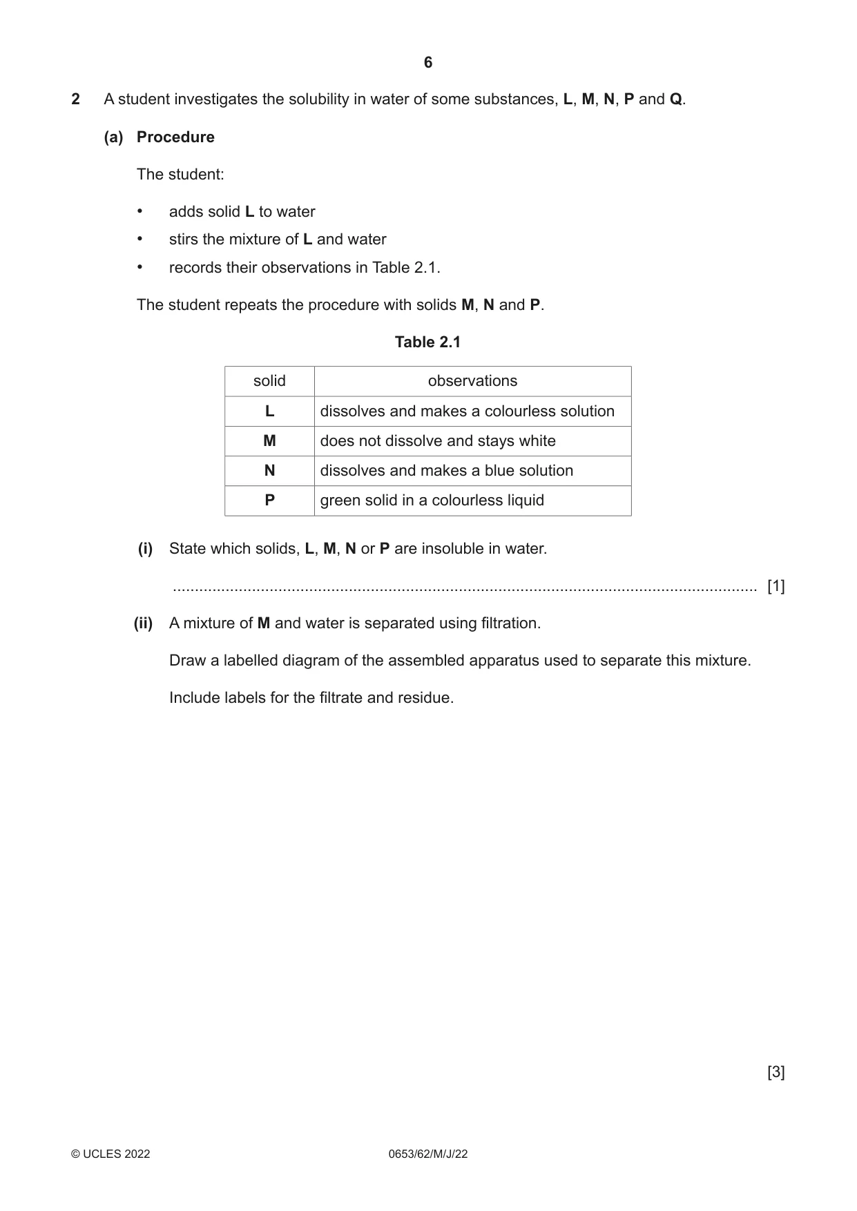 Cambridge IGCSE Science - Combined 0653 2022 May/June Paper 6 · Variant 2 question paper, page 6 of 16