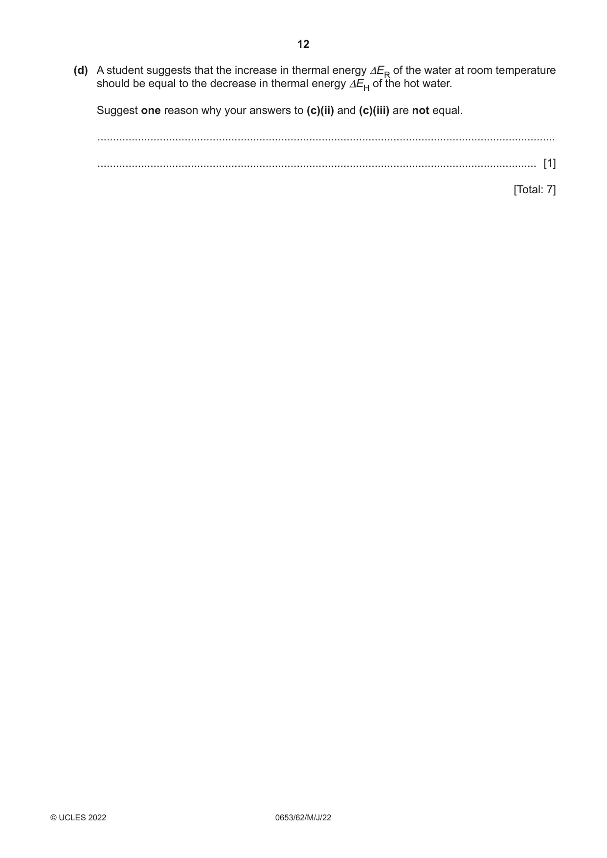 Cambridge IGCSE Science - Combined 0653 2022 May/June Paper 6 · Variant 2 question paper, page 12 of 16