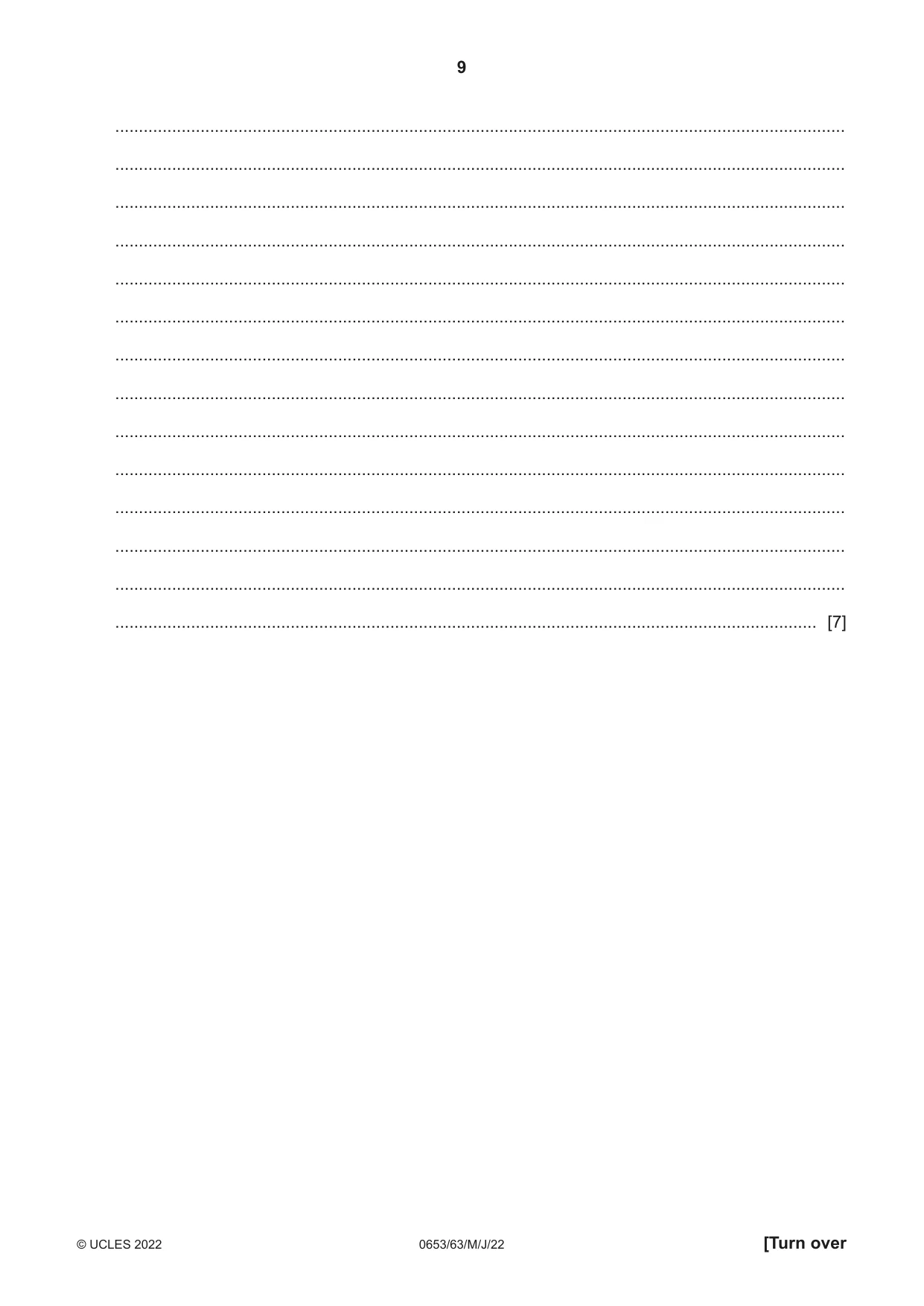 Cambridge IGCSE Science - Combined 0653 2022 May/June Paper 6 · Variant 3 question paper, page 9 of 12