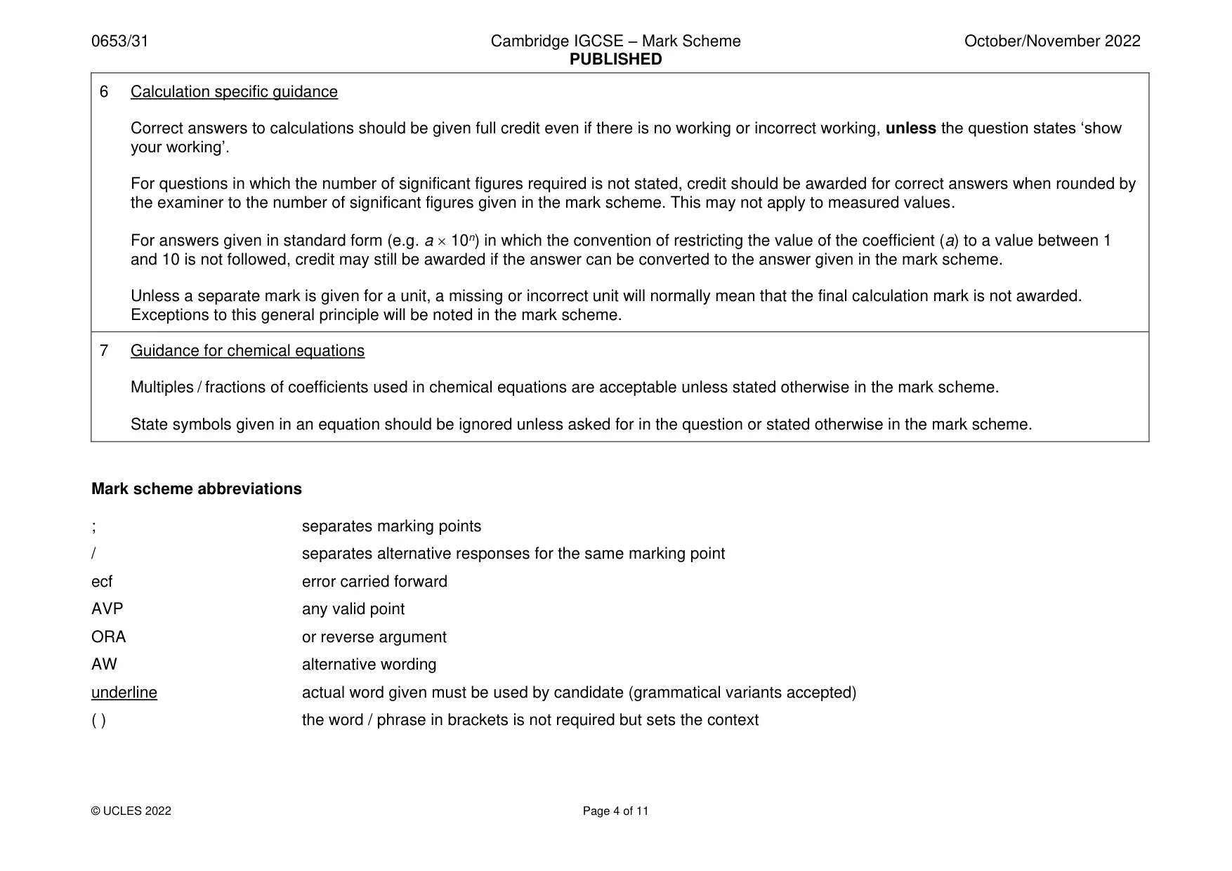Mark scheme, page 4 of 11