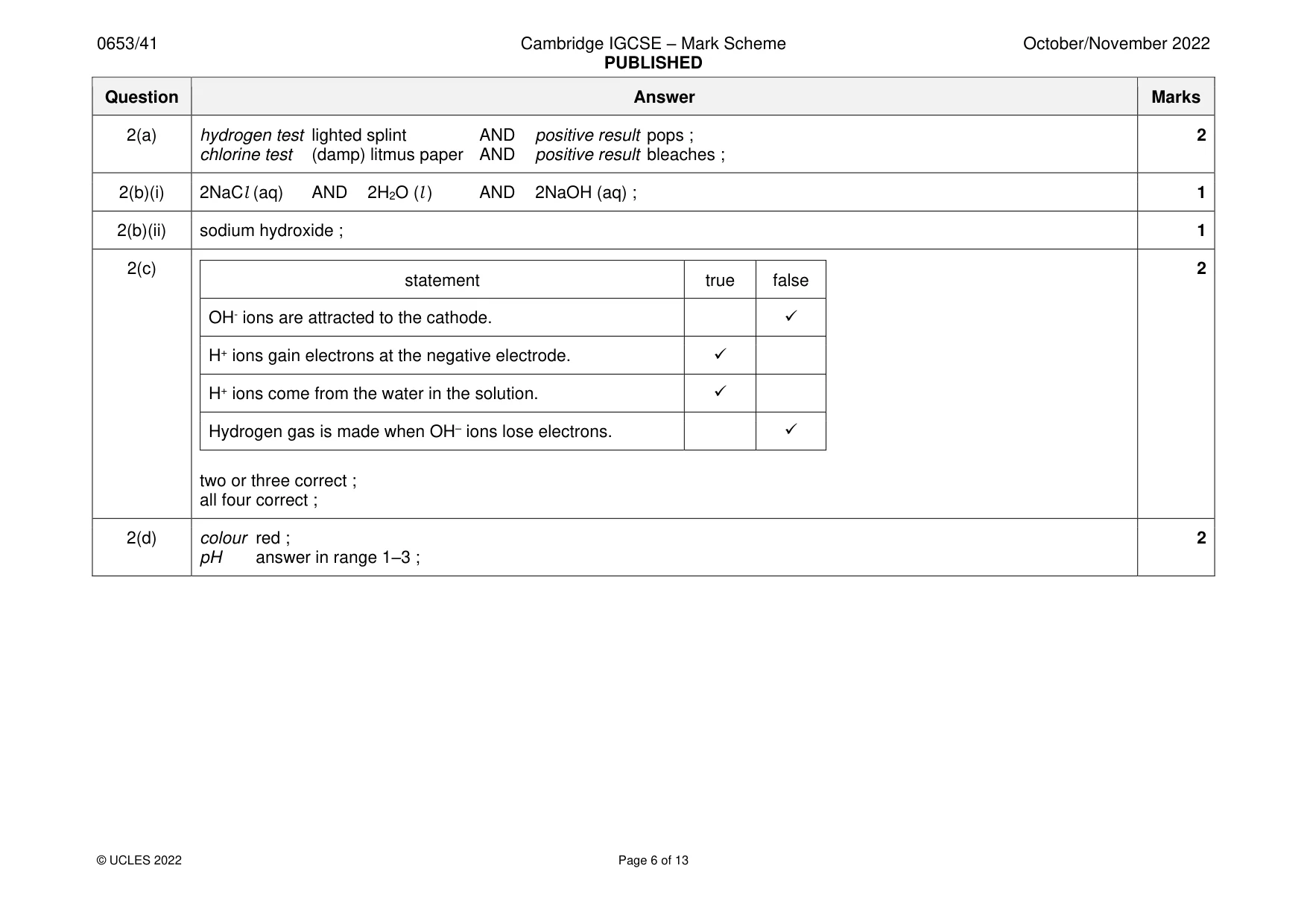 Mark scheme, page 6 of 13