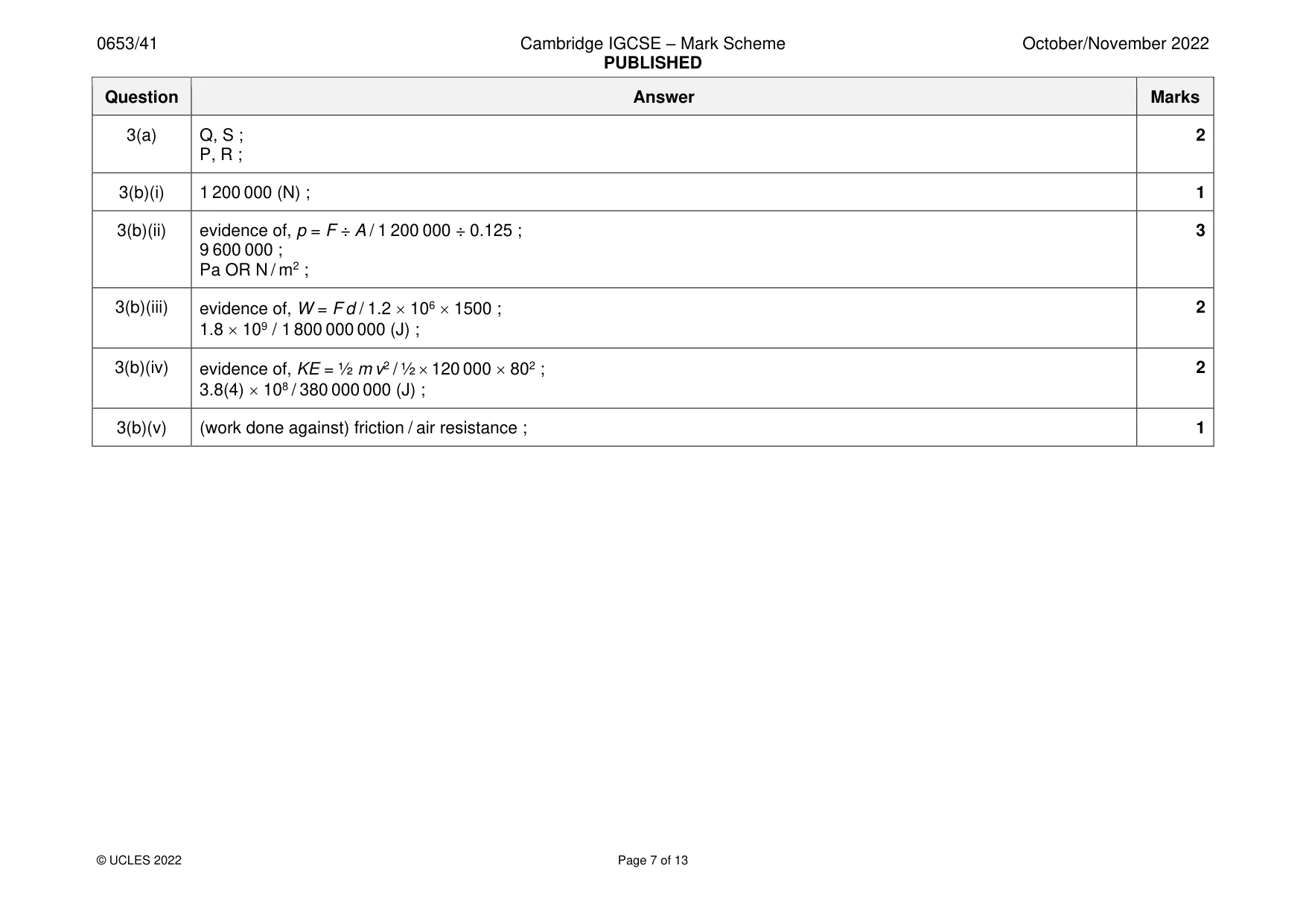 Mark scheme, page 7 of 13