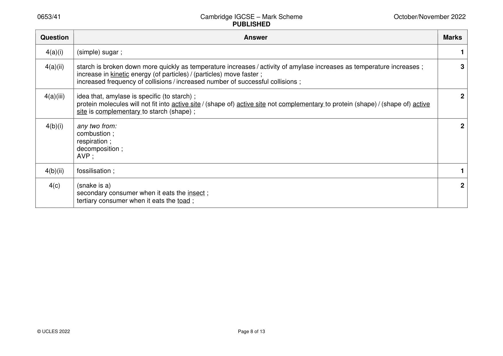 Mark scheme, page 8 of 13