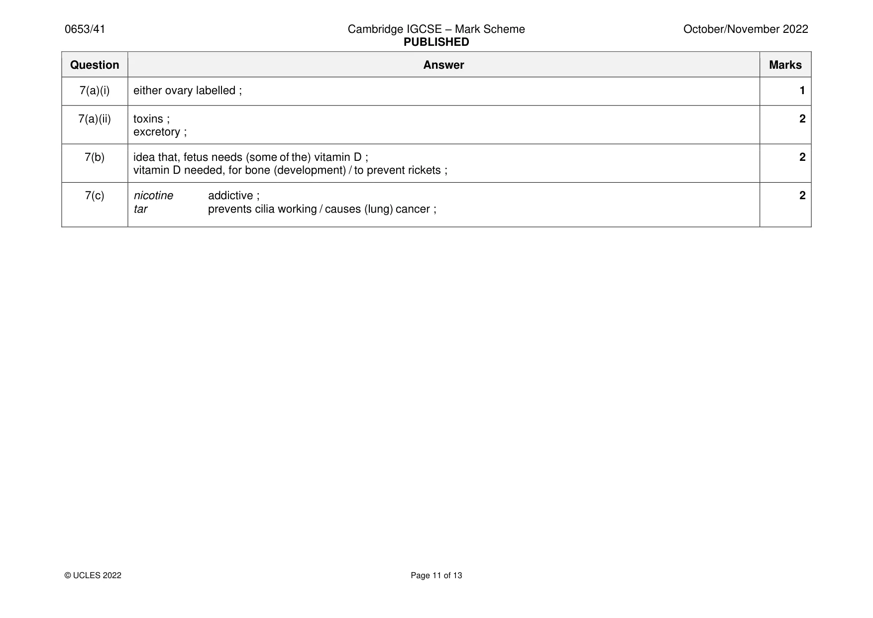Mark scheme, page 11 of 13