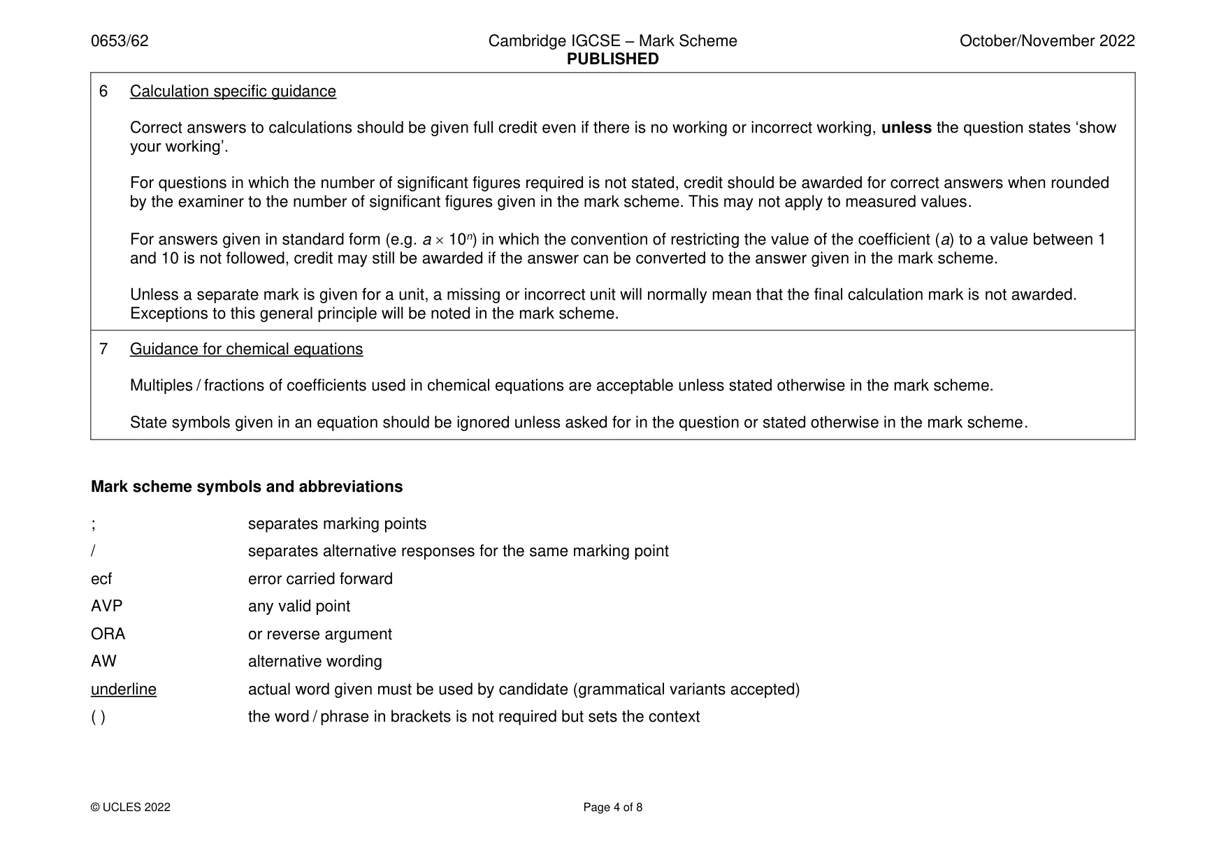 Mark scheme, page 4 of 8