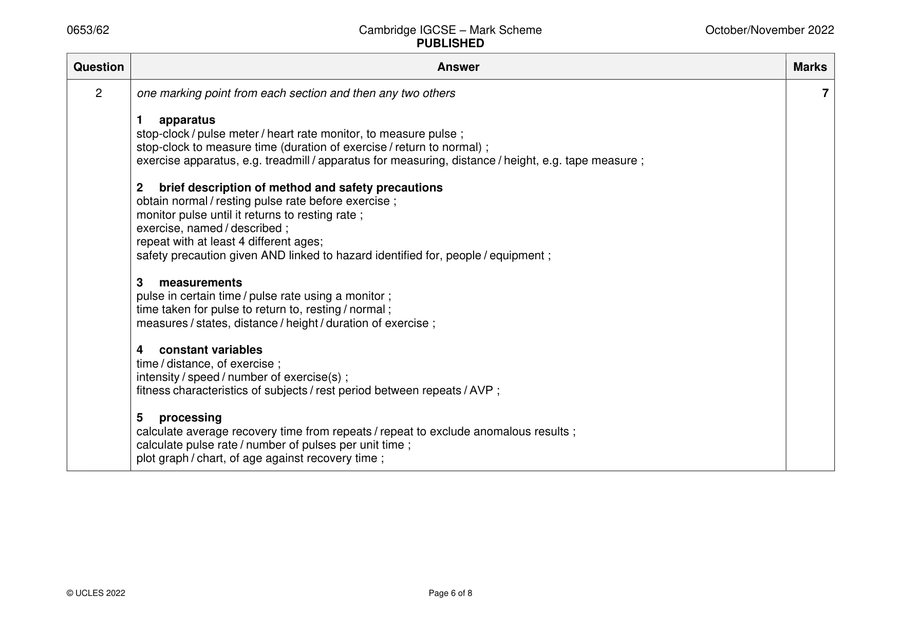 Mark scheme, page 6 of 8