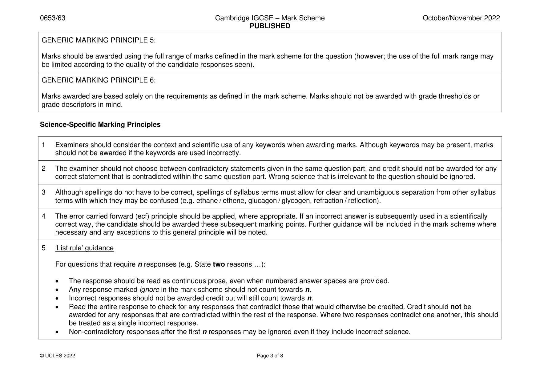 Mark scheme, page 3 of 8
