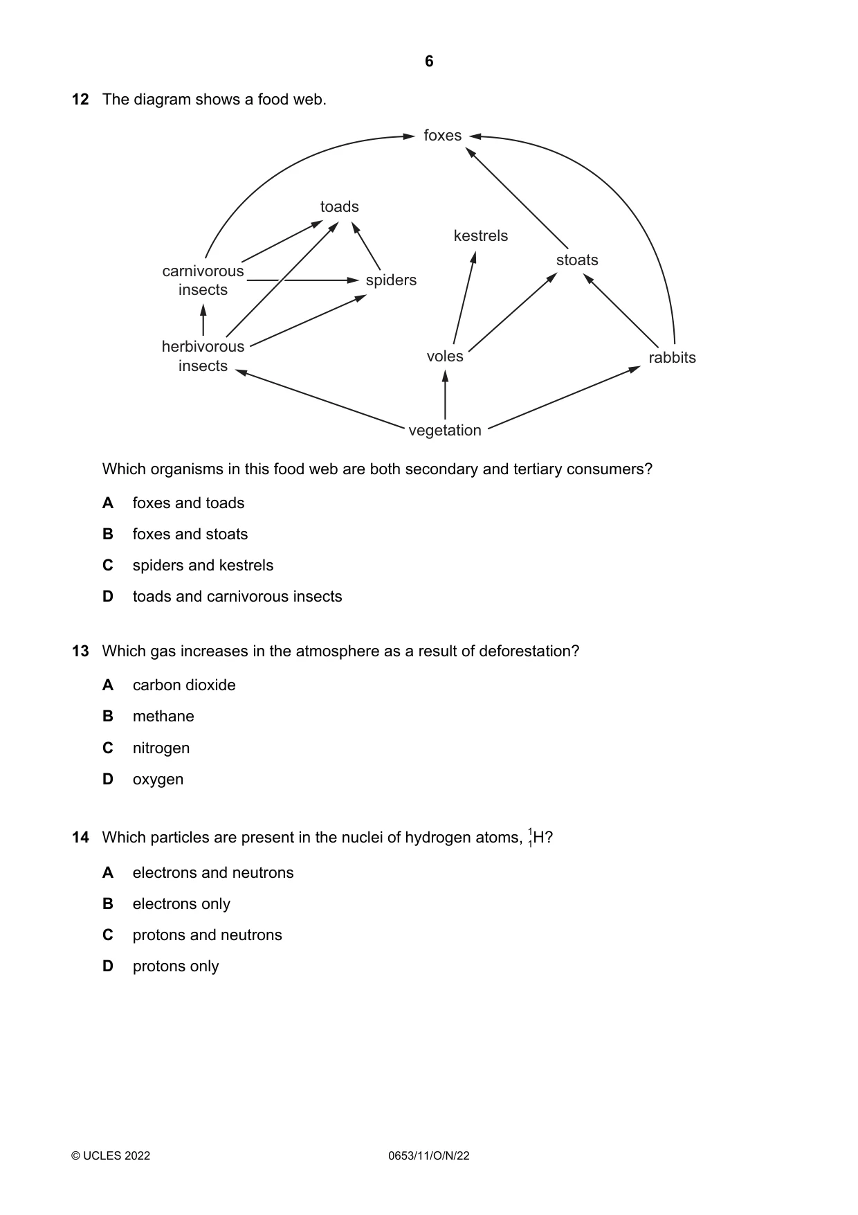 Cambridge IGCSE Science - Combined 0653 2022 Oct/Nov Paper 1 · Variant 1 question paper, page 6 of 16