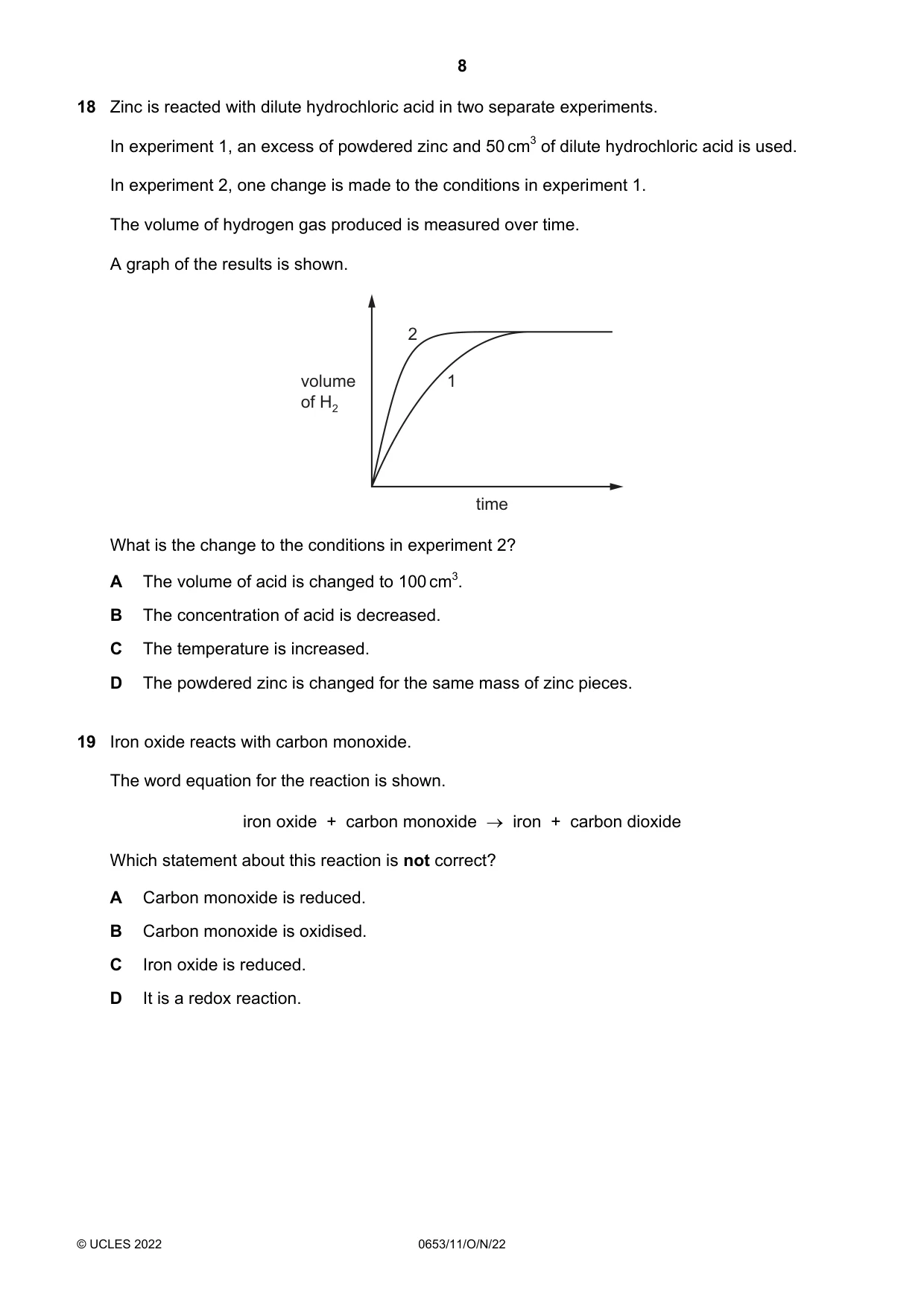 Cambridge IGCSE Science - Combined 0653 2022 Oct/Nov Paper 1 · Variant 1 question paper, page 8 of 16