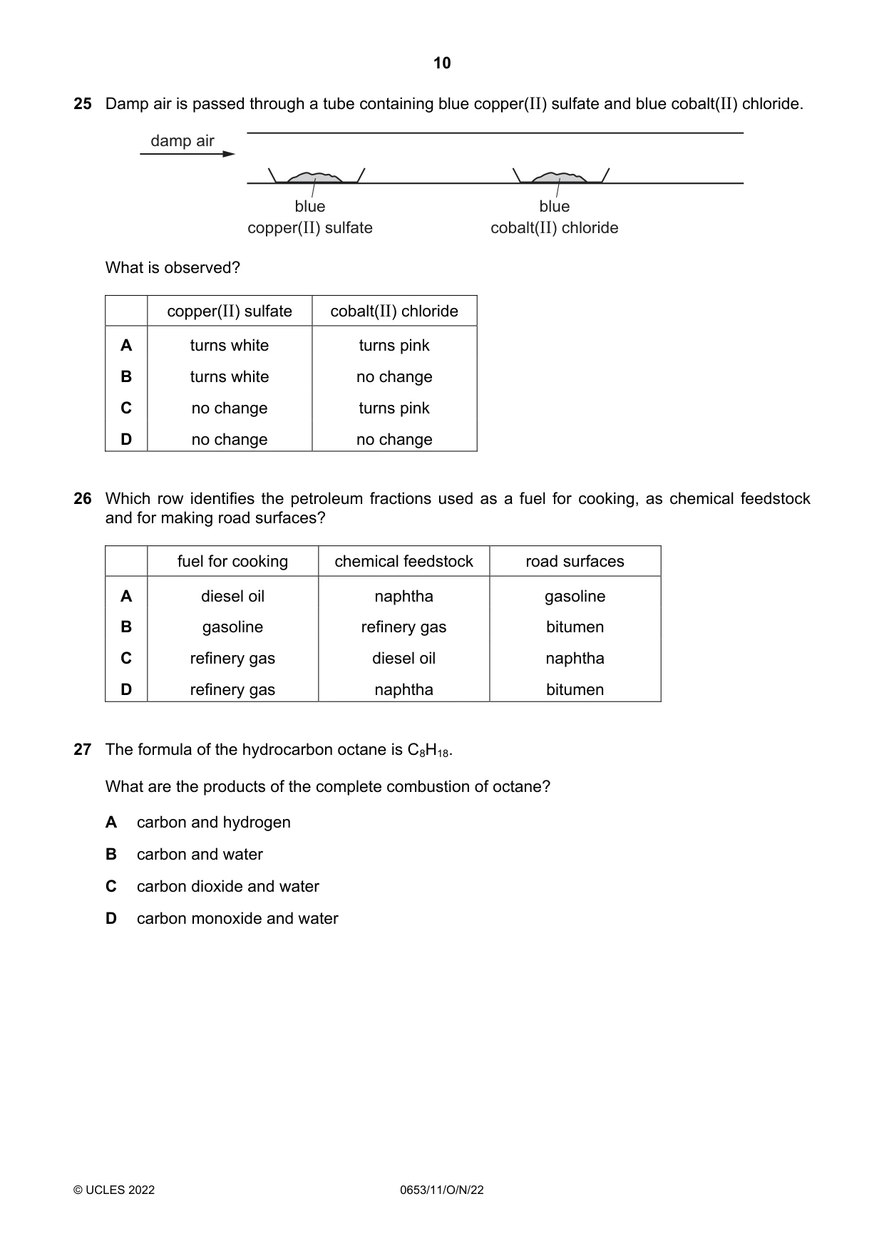 Cambridge IGCSE Science - Combined 0653 2022 Oct/Nov Paper 1 · Variant 1 question paper, page 10 of 16