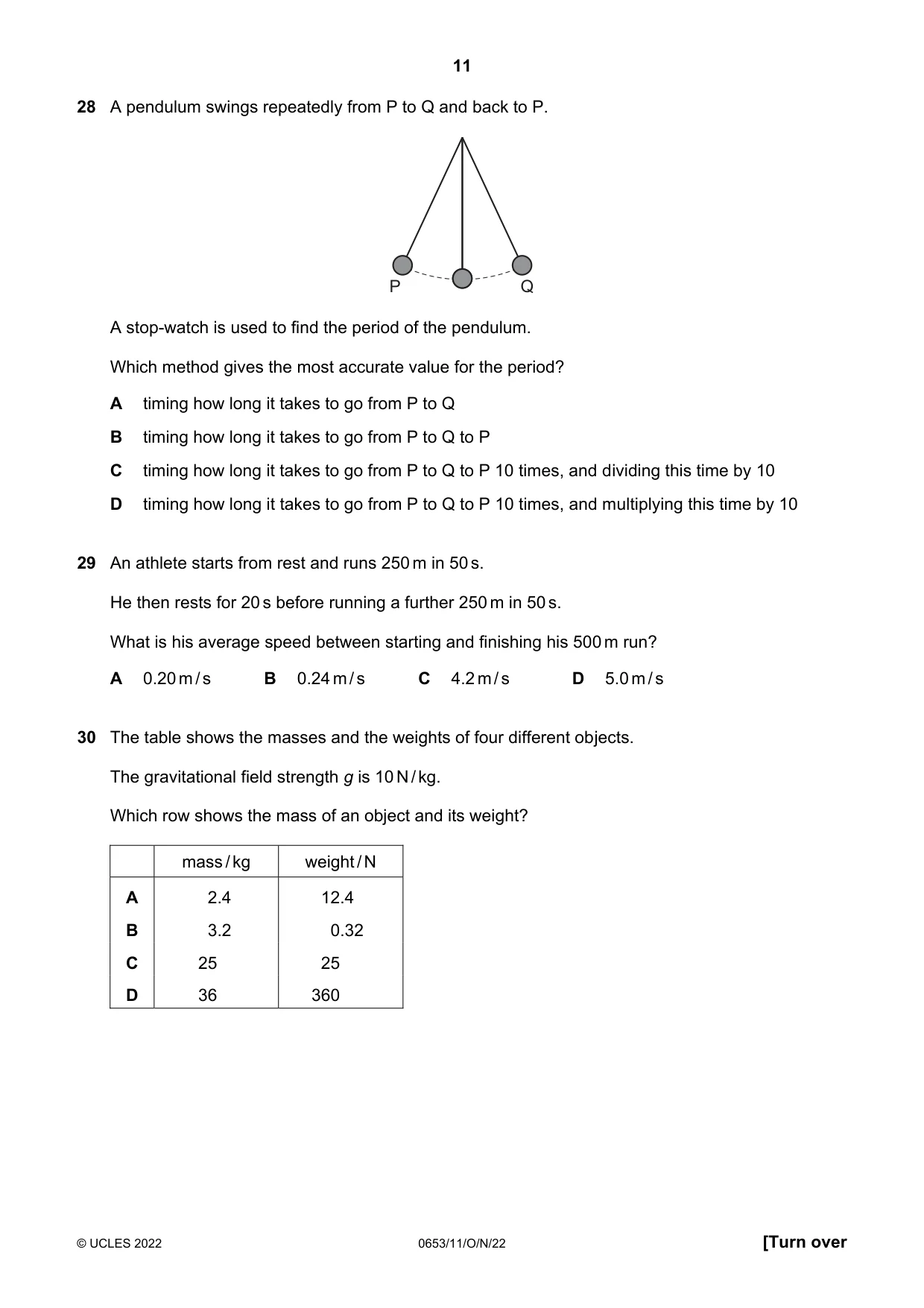 Cambridge IGCSE Science - Combined 0653 2022 Oct/Nov Paper 1 · Variant 1 question paper, page 11 of 16
