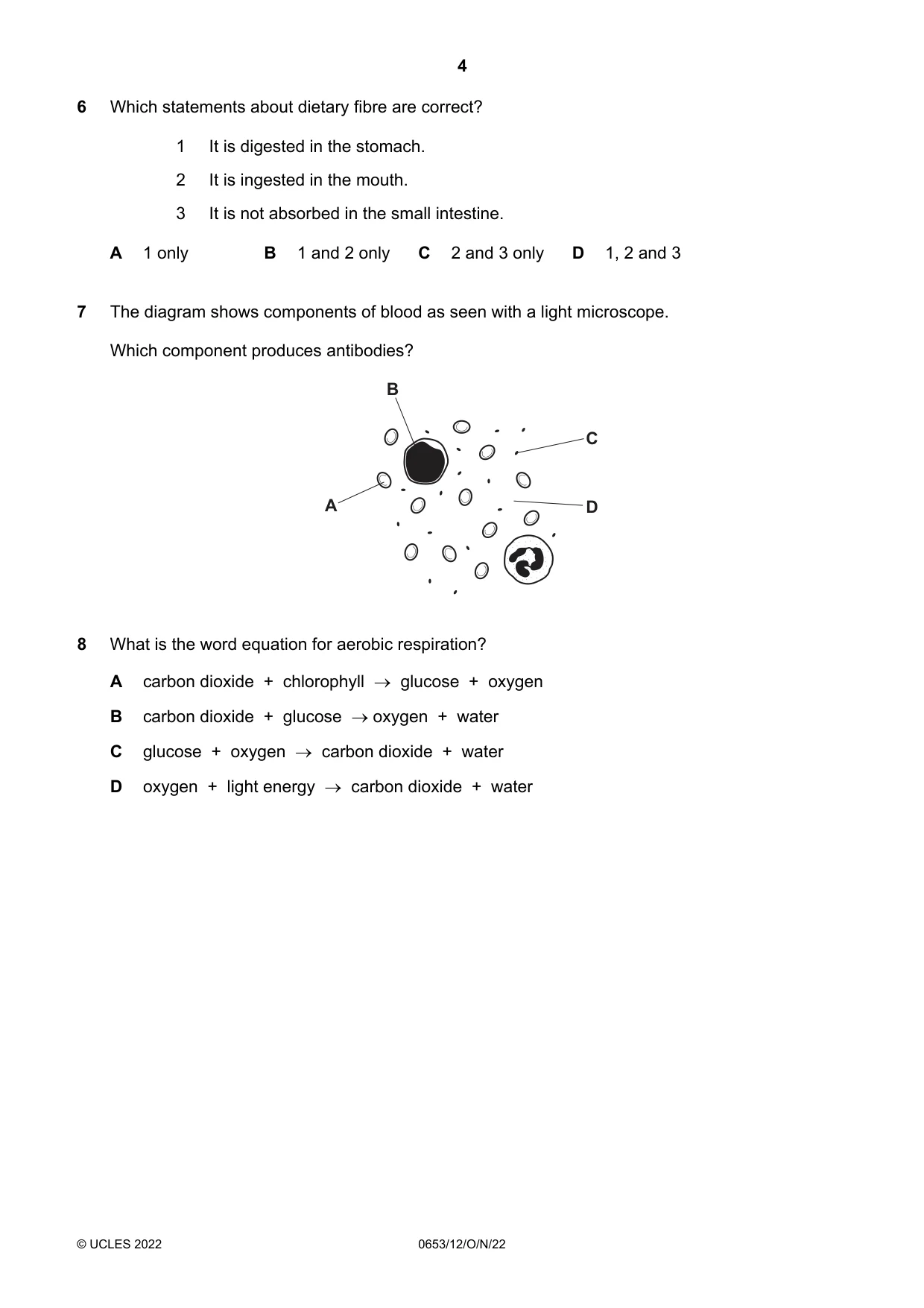 Cambridge IGCSE Science - Combined 0653 2022 Oct/Nov Paper 1 · Variant 2 question paper, page 4 of 16