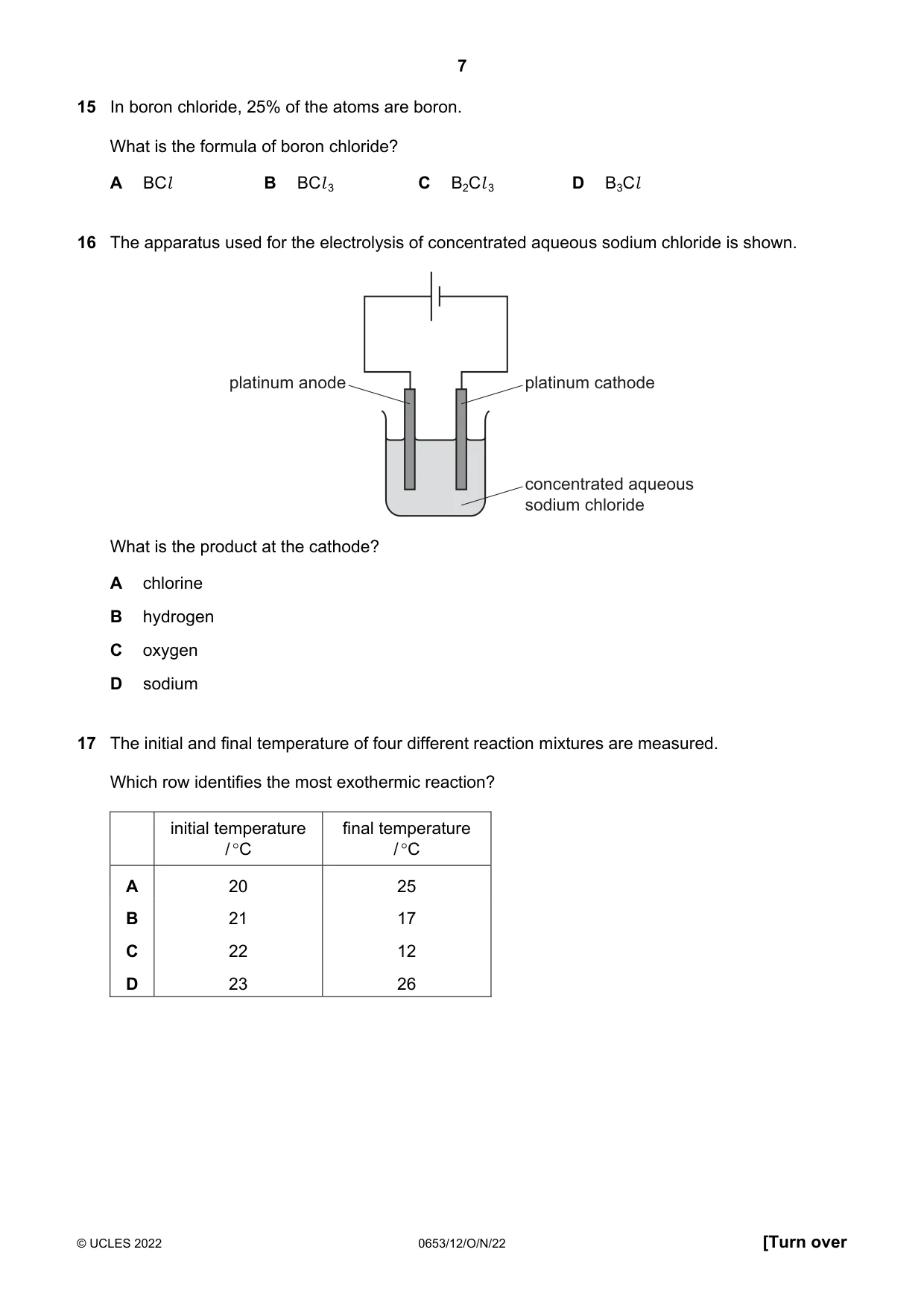 Cambridge IGCSE Science - Combined 0653 2022 Oct/Nov Paper 1 · Variant 2 question paper, page 7 of 16