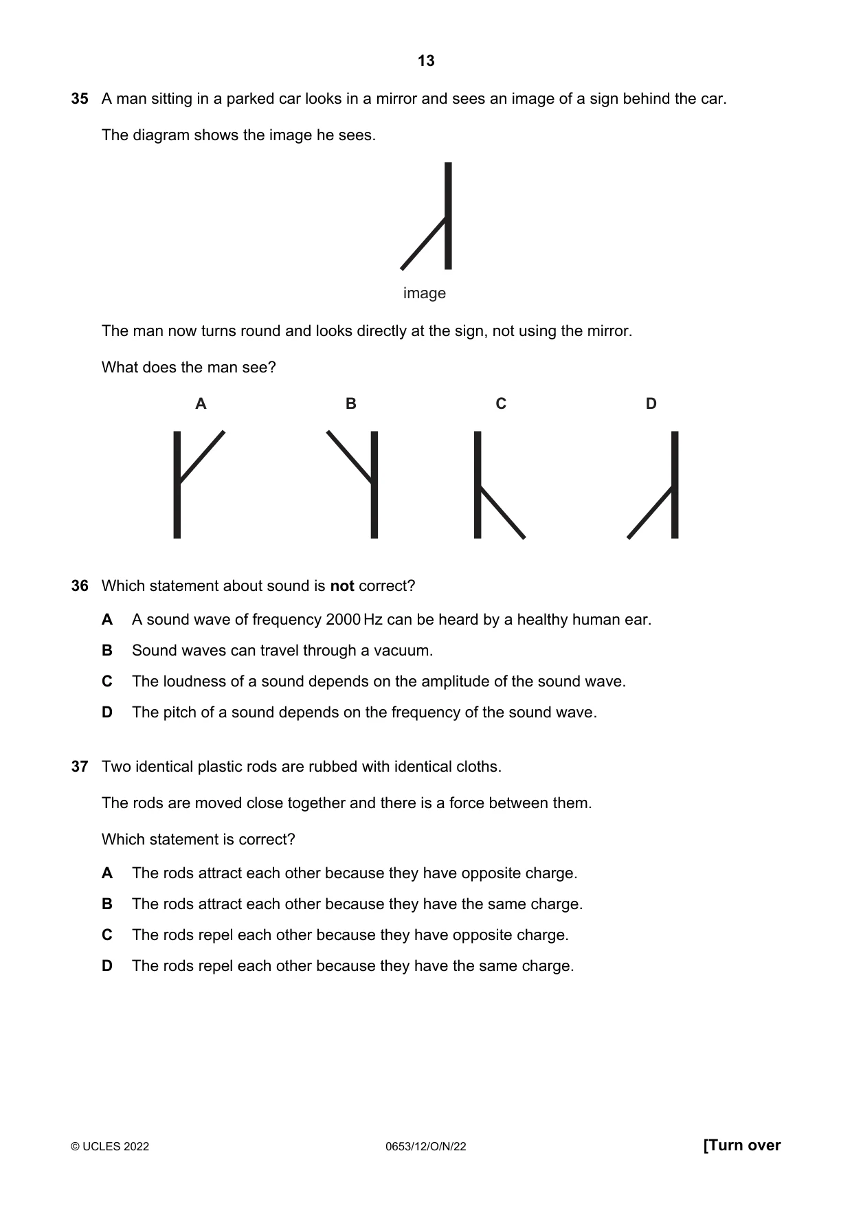 Cambridge IGCSE Science - Combined 0653 2022 Oct/Nov Paper 1 · Variant 2 question paper, page 13 of 16